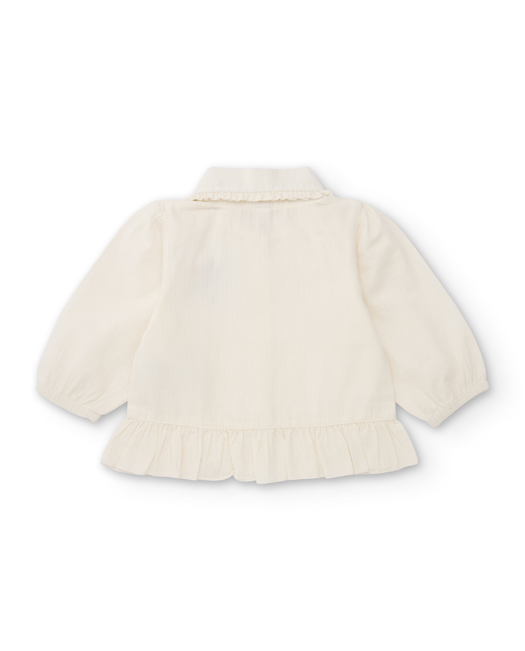 Blusa de niña de tela plana con cuello de volante y bordado