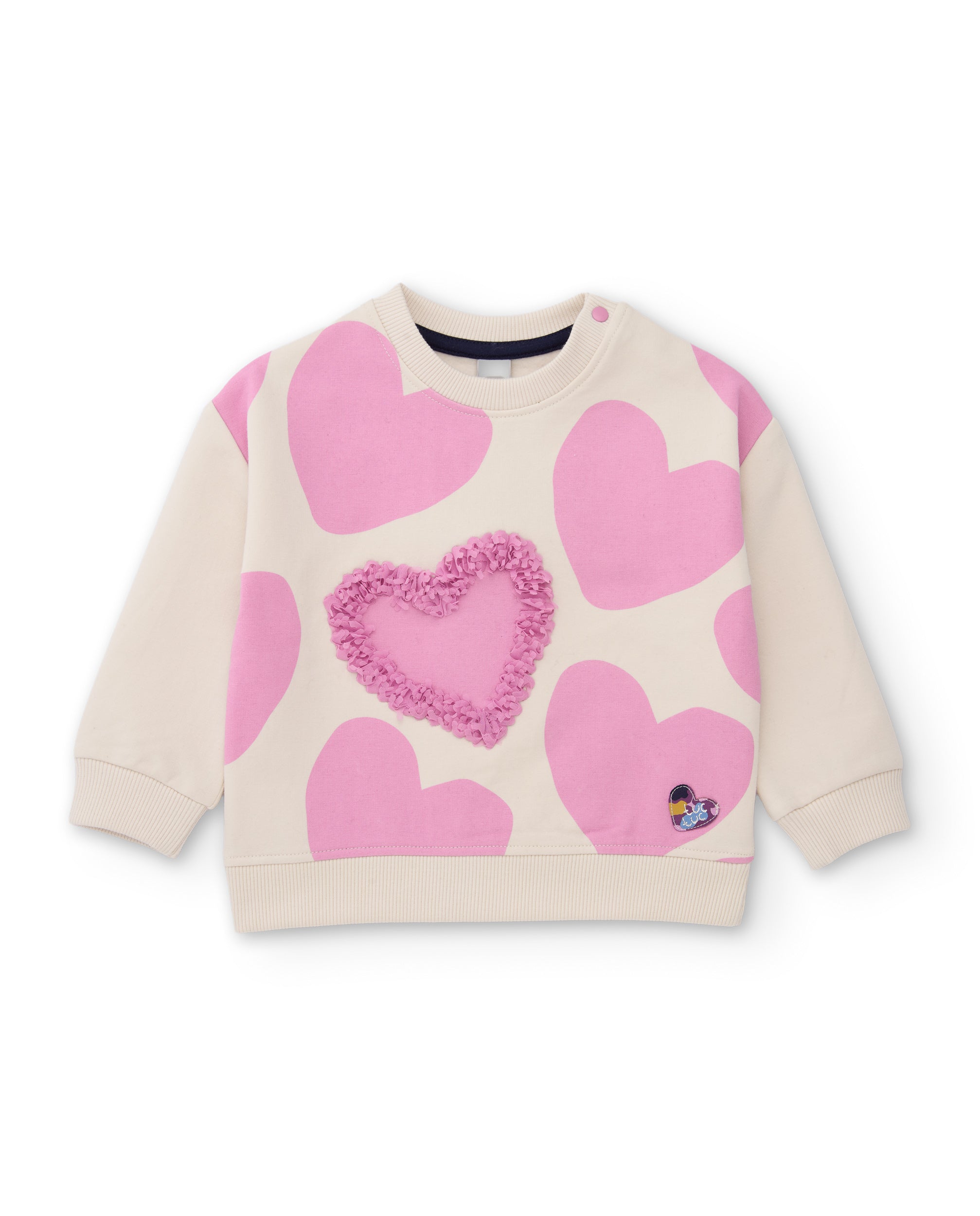 Sudadera de niña de felpa con diseño de corazones con texturas