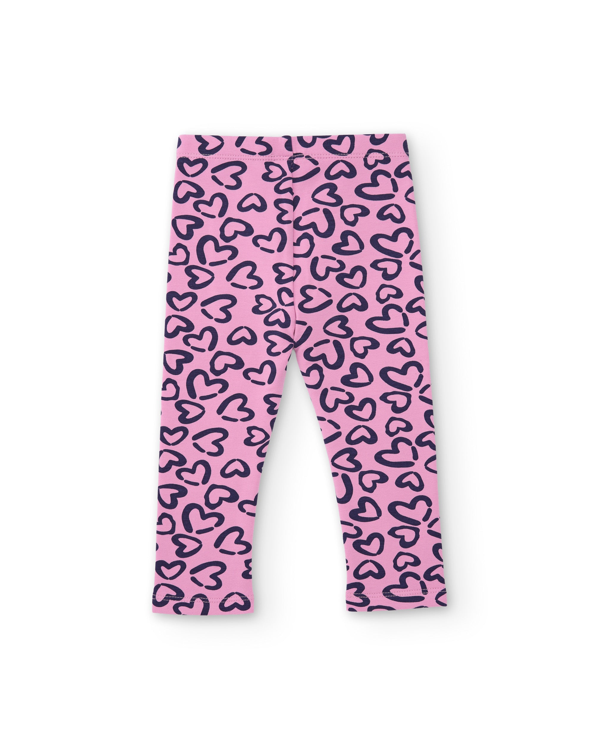 Legging de niña de felpa con diseño de corazones y detalles en contraste