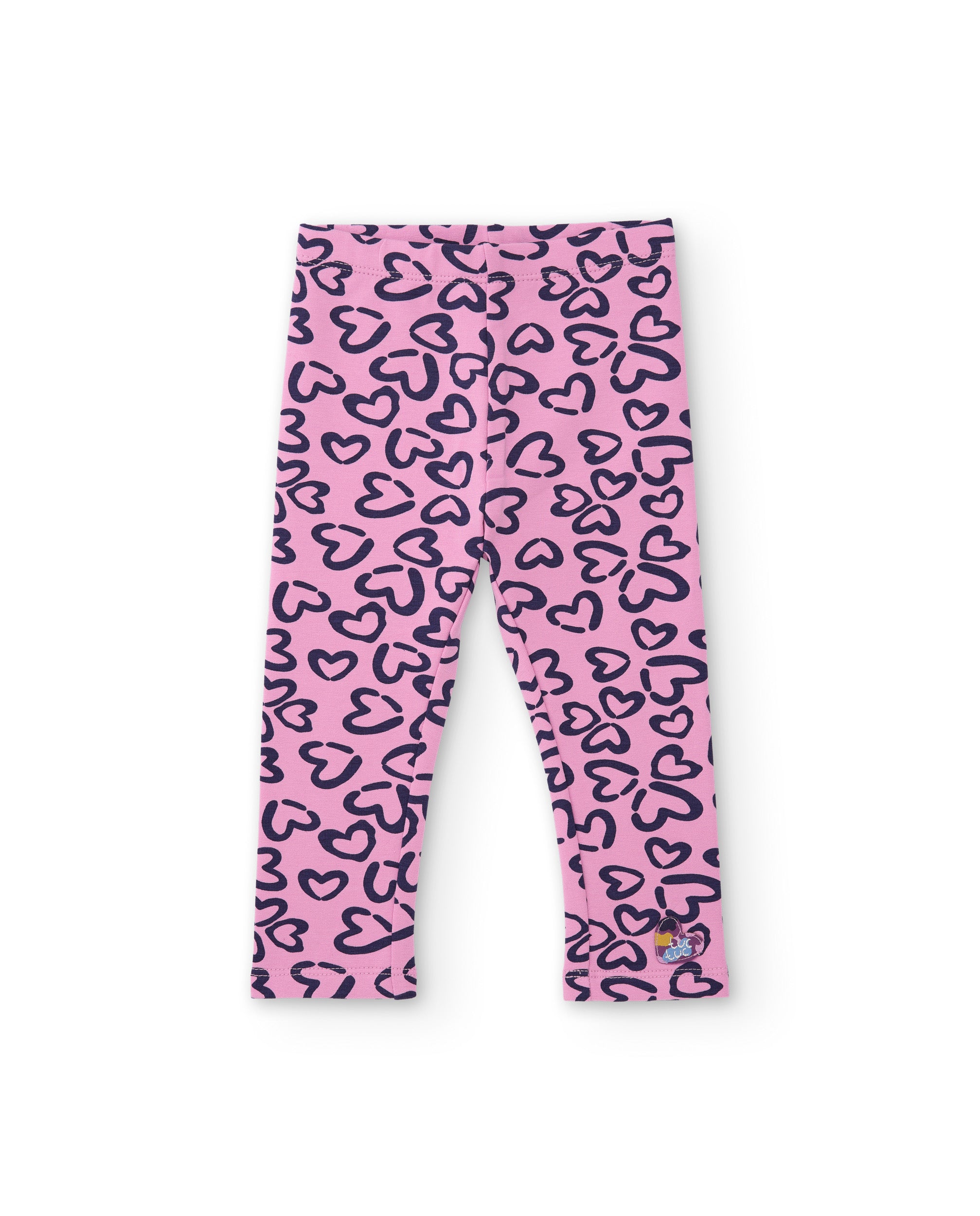Conjunto de niña de felpa con sudadera de corazones y leggings a juego