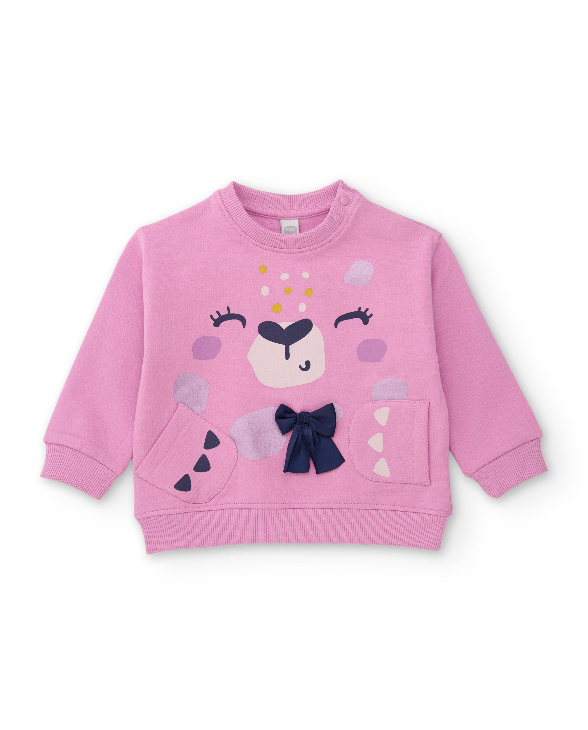 Sudadera de niña de felpa con guepardo frontal y tacto suave