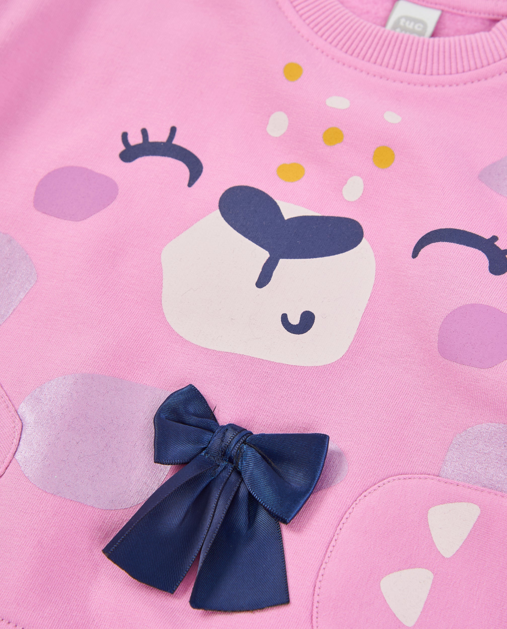 Sudadera de niña de felpa con guepardo frontal y tacto suave