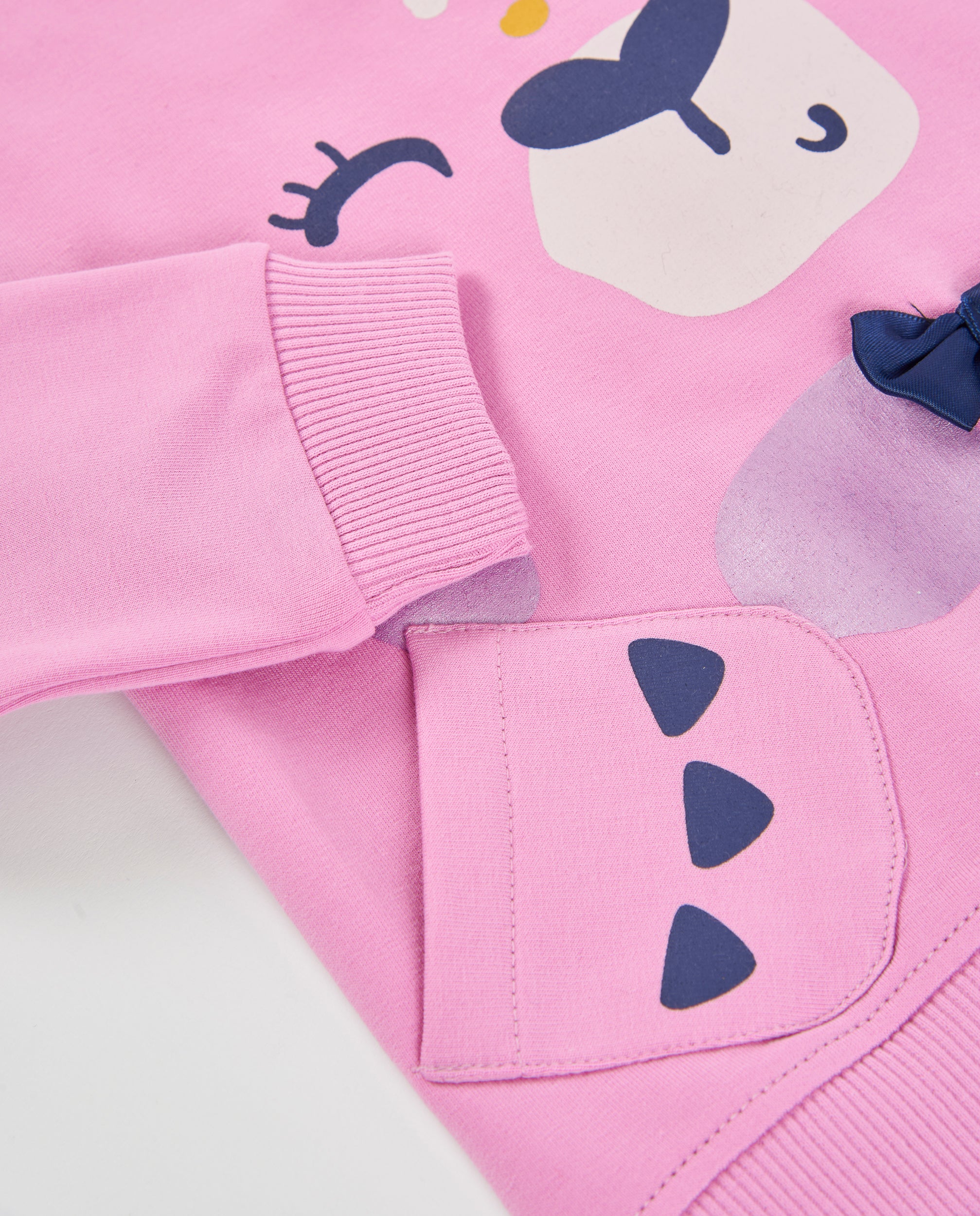 Sudadera de niña de felpa con guepardo frontal y tacto suave