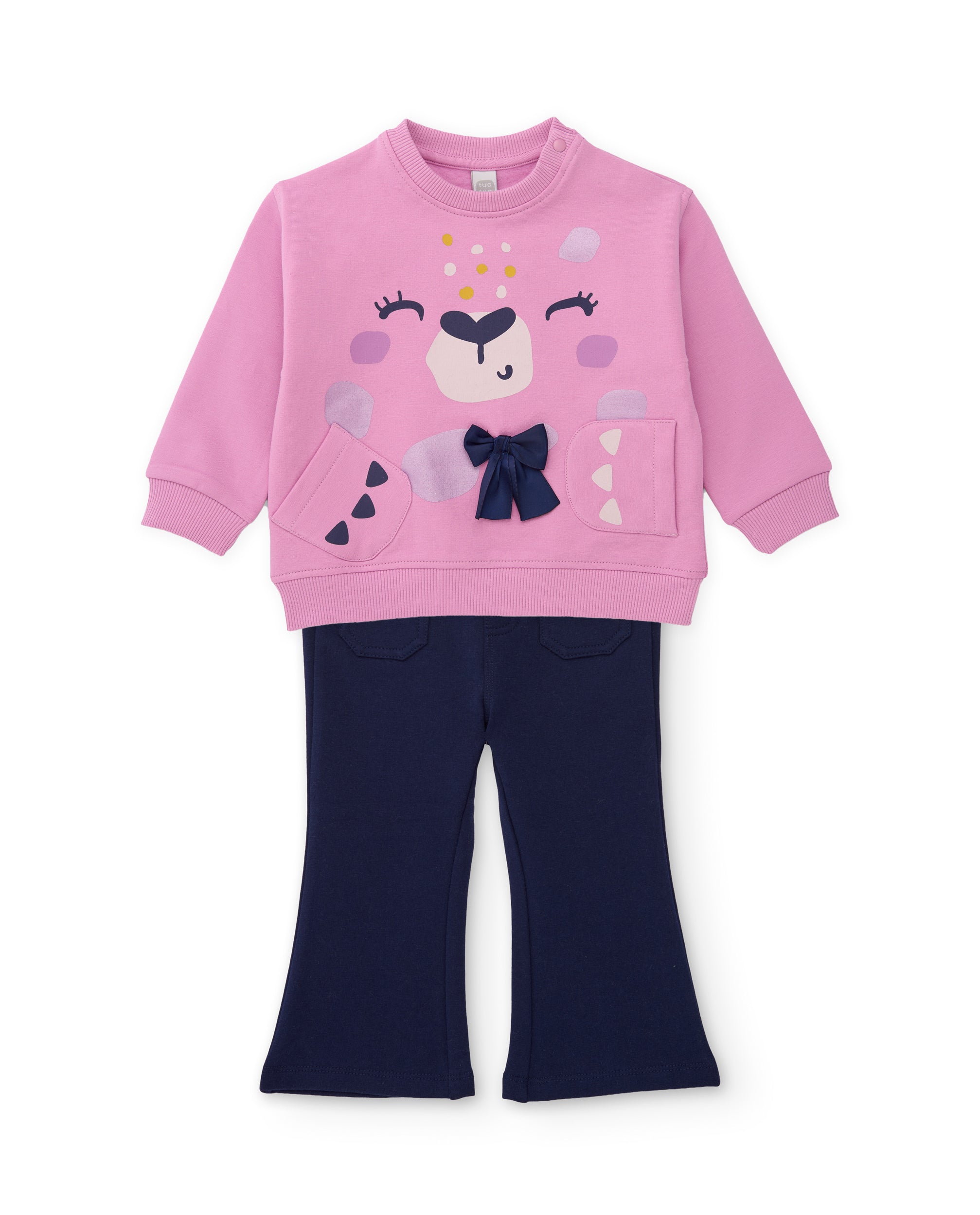 Conjunto de niña de felpa con sudadera de diseño divertido y pantalón a juego
