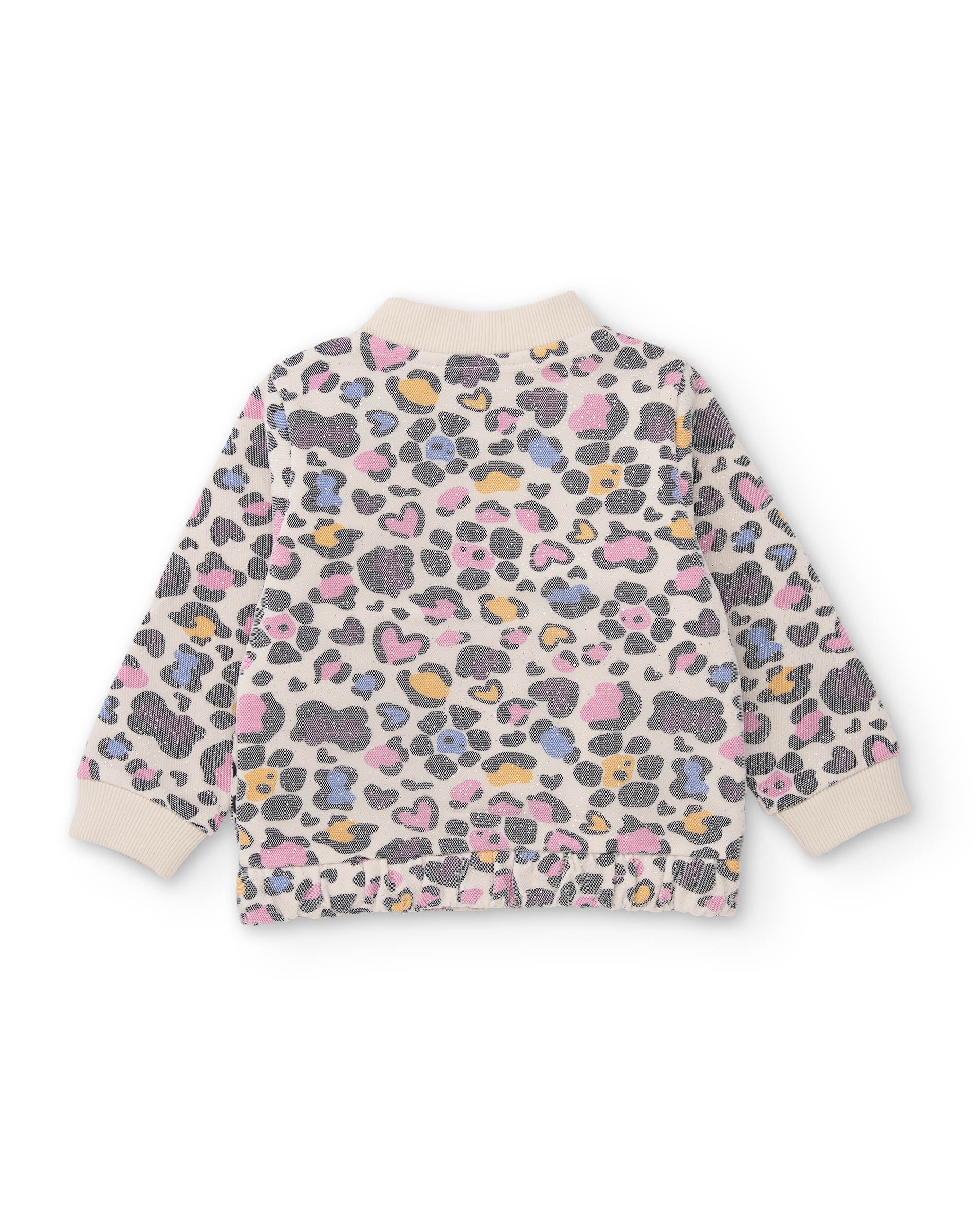 Chaqueta de niña de tela plana con diseño animal print y cremallera