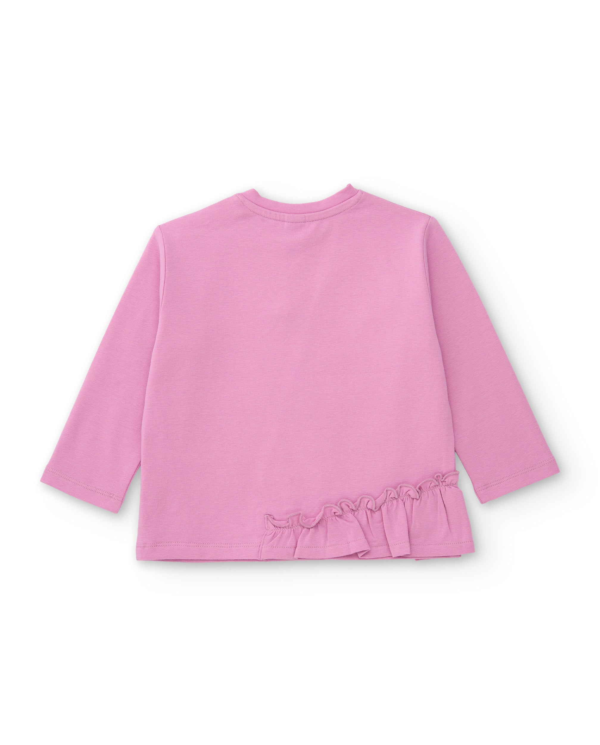 Camiseta de niña de punto con manga larga y estampado moka