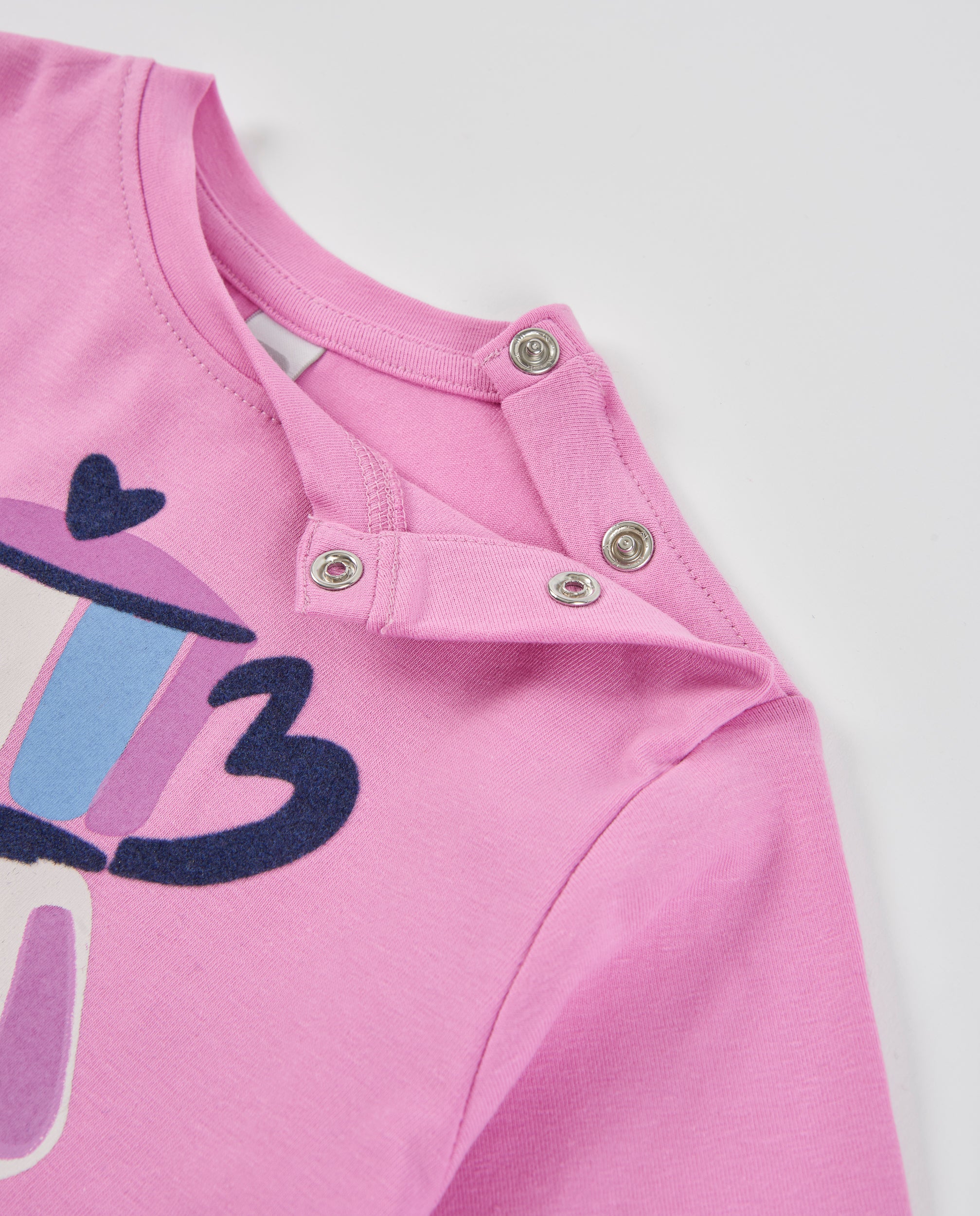 Camiseta de niña de punto con manga larga y estampado moka