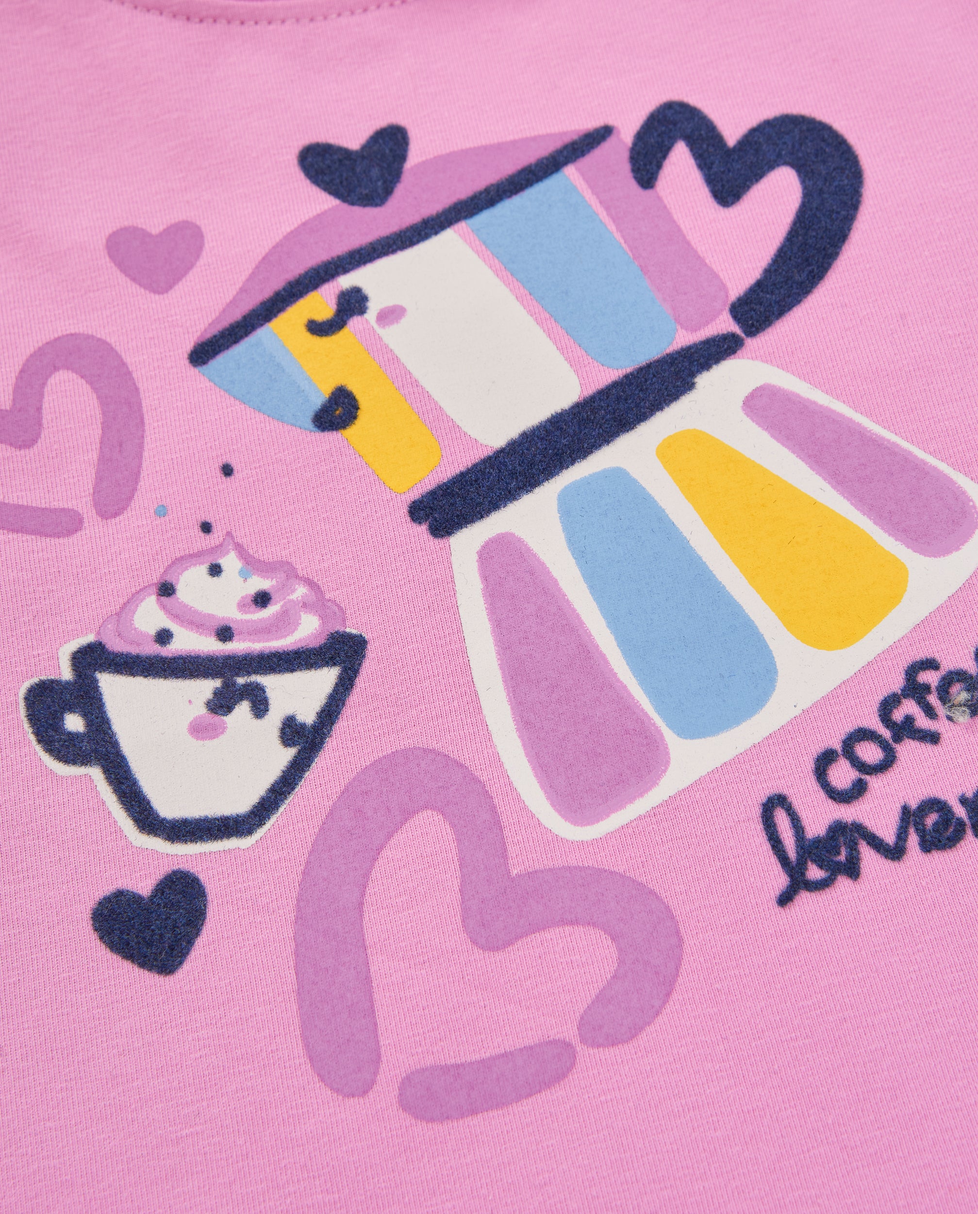 Camiseta de niña de punto con manga larga y estampado moka