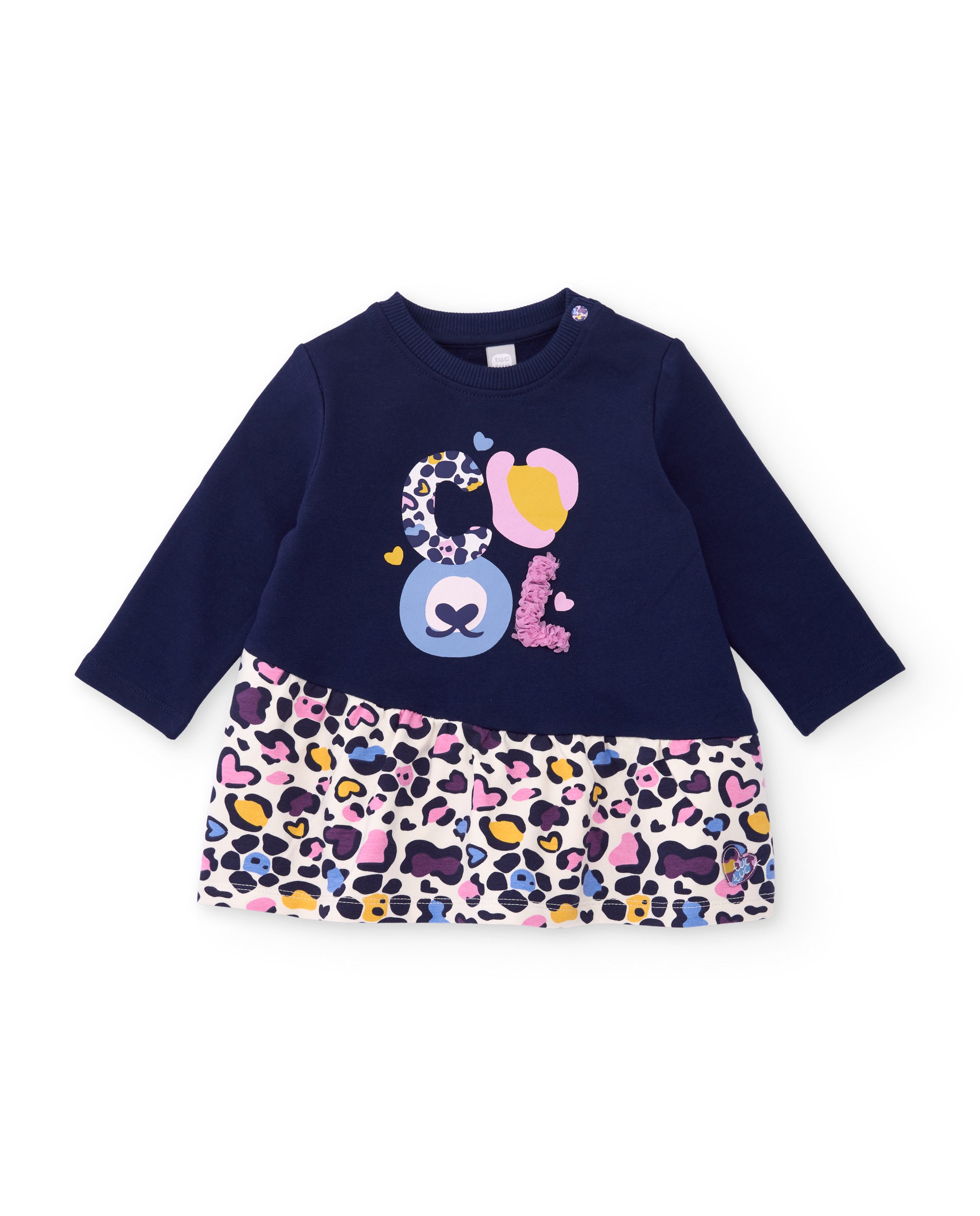Vestido de niña de felpa con estampado de letras y tejido cálido