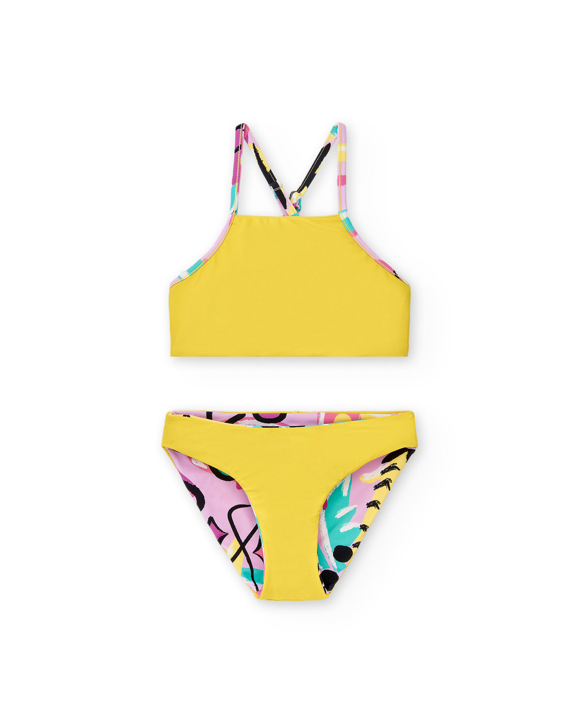 Bikini reversible amarillo niña Flamingo Mood