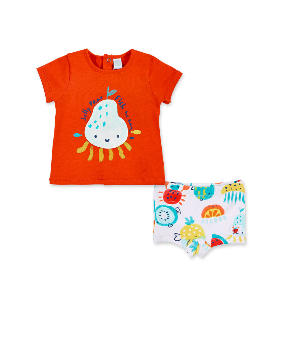 Conjunto baño rojo niño Frutti