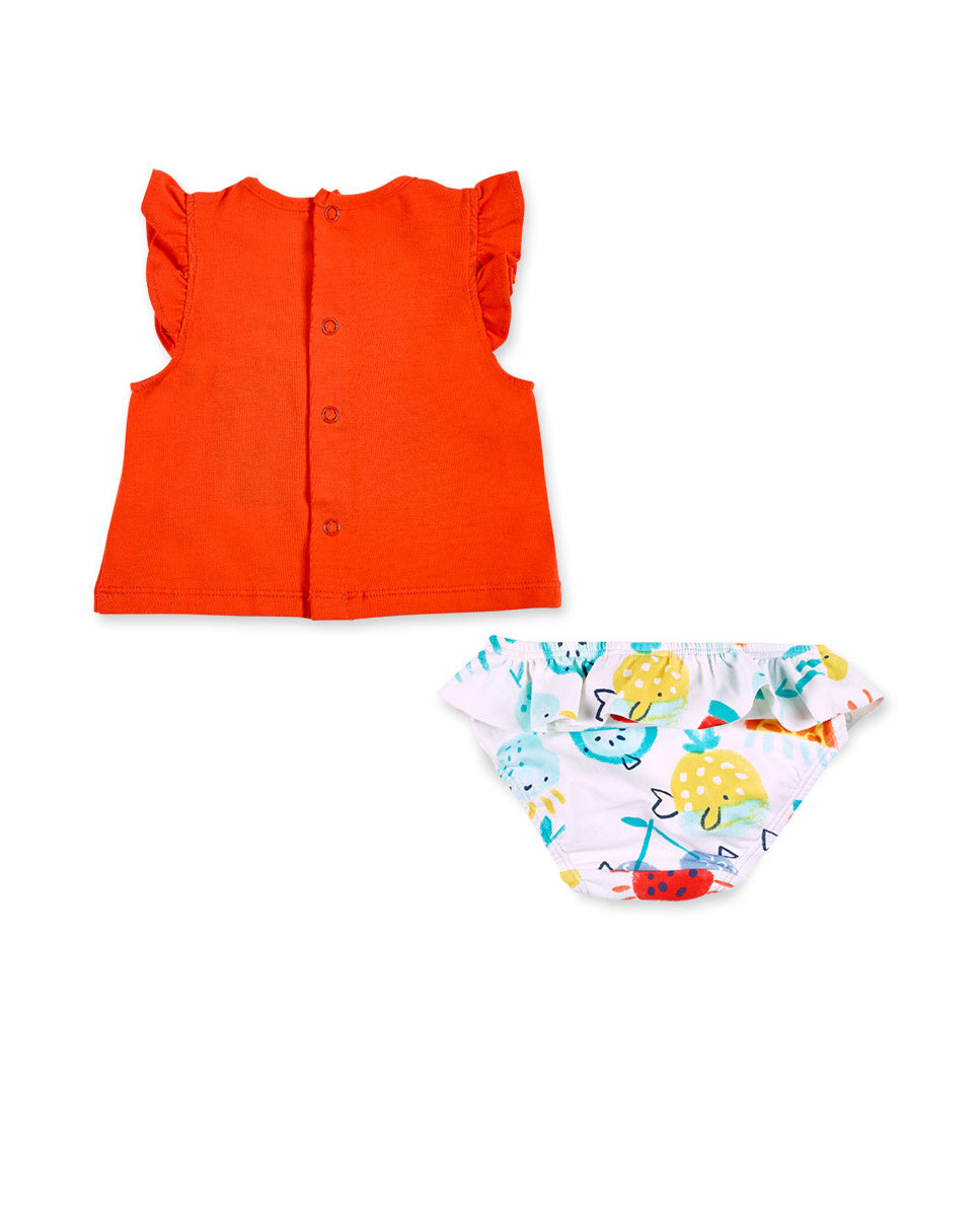 Conjunto baño rojo niña Frutti