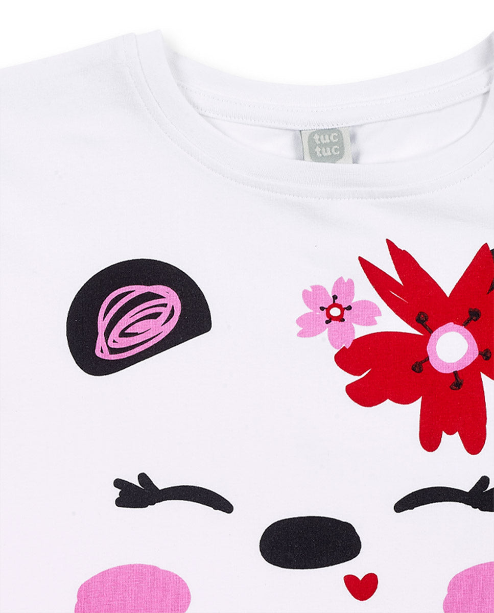 Conjunto punto blanco rosa rojo niña Hey Sushi