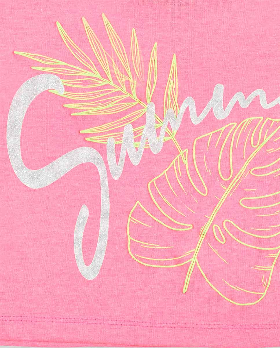 Camiseta punto rosa niña Neon Jungle
