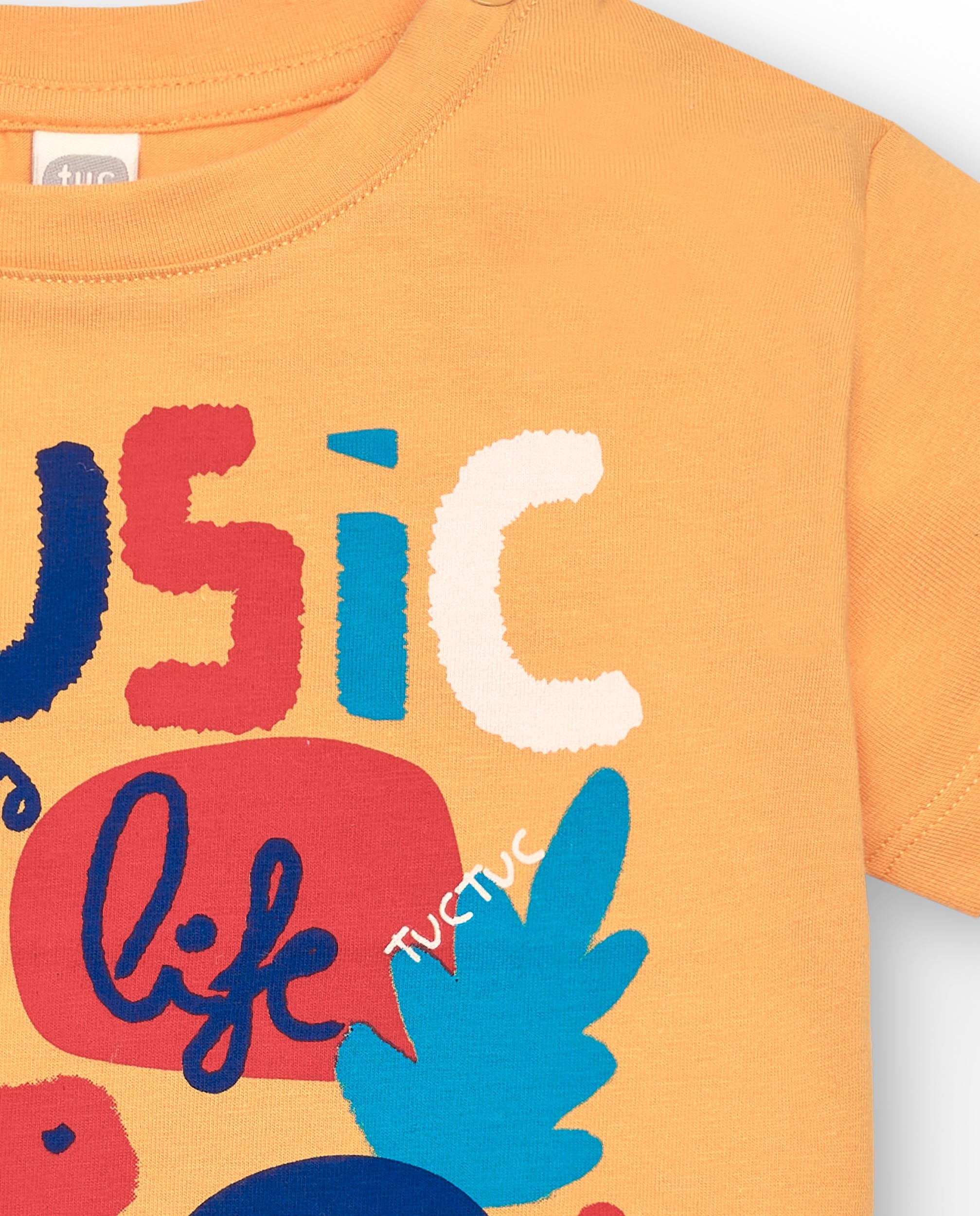 Camiseta de niña en amarillo con diseño floral Music is Life colección Music Up