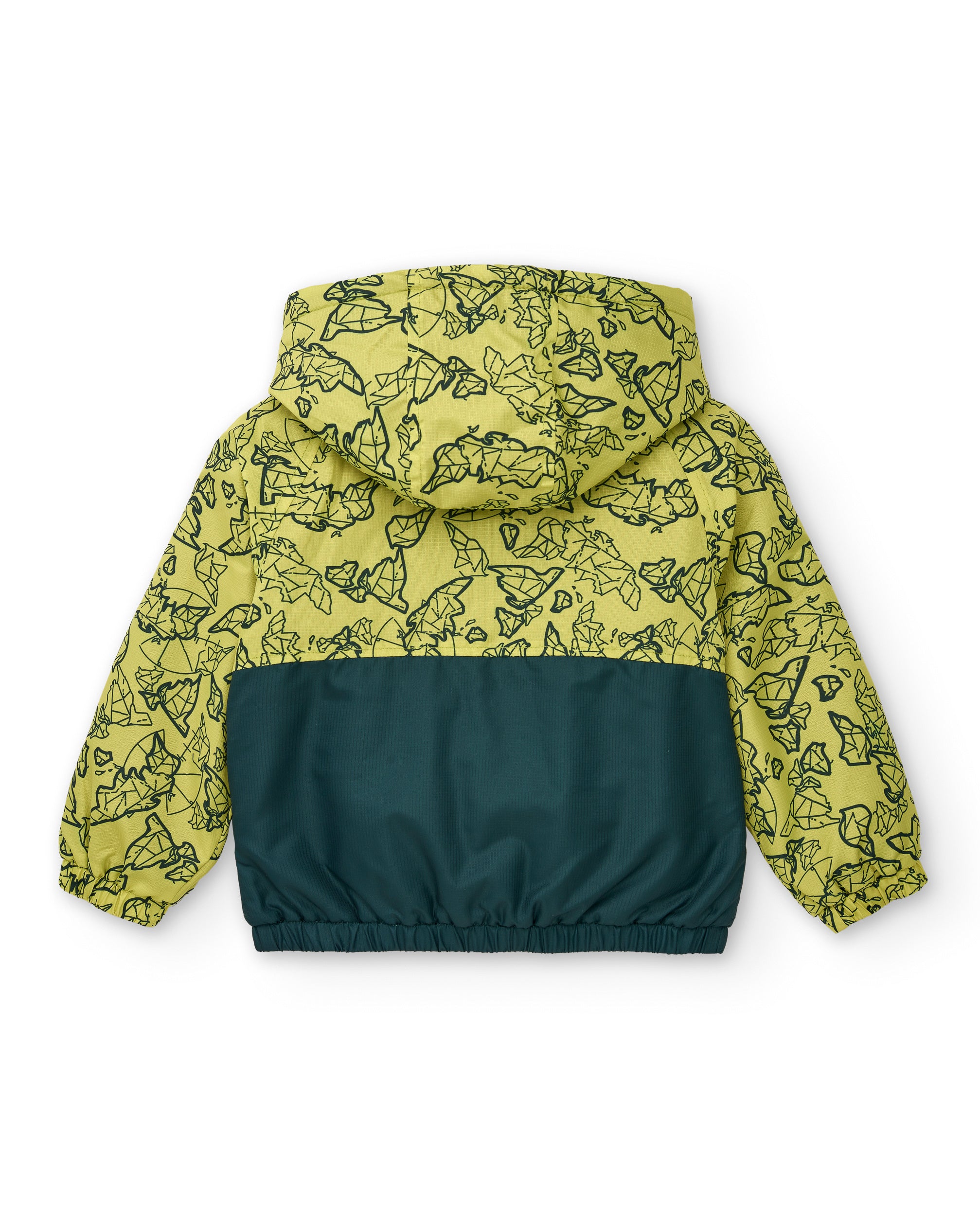 Chaqueta impermeable para niño en verde con diseño geométrico