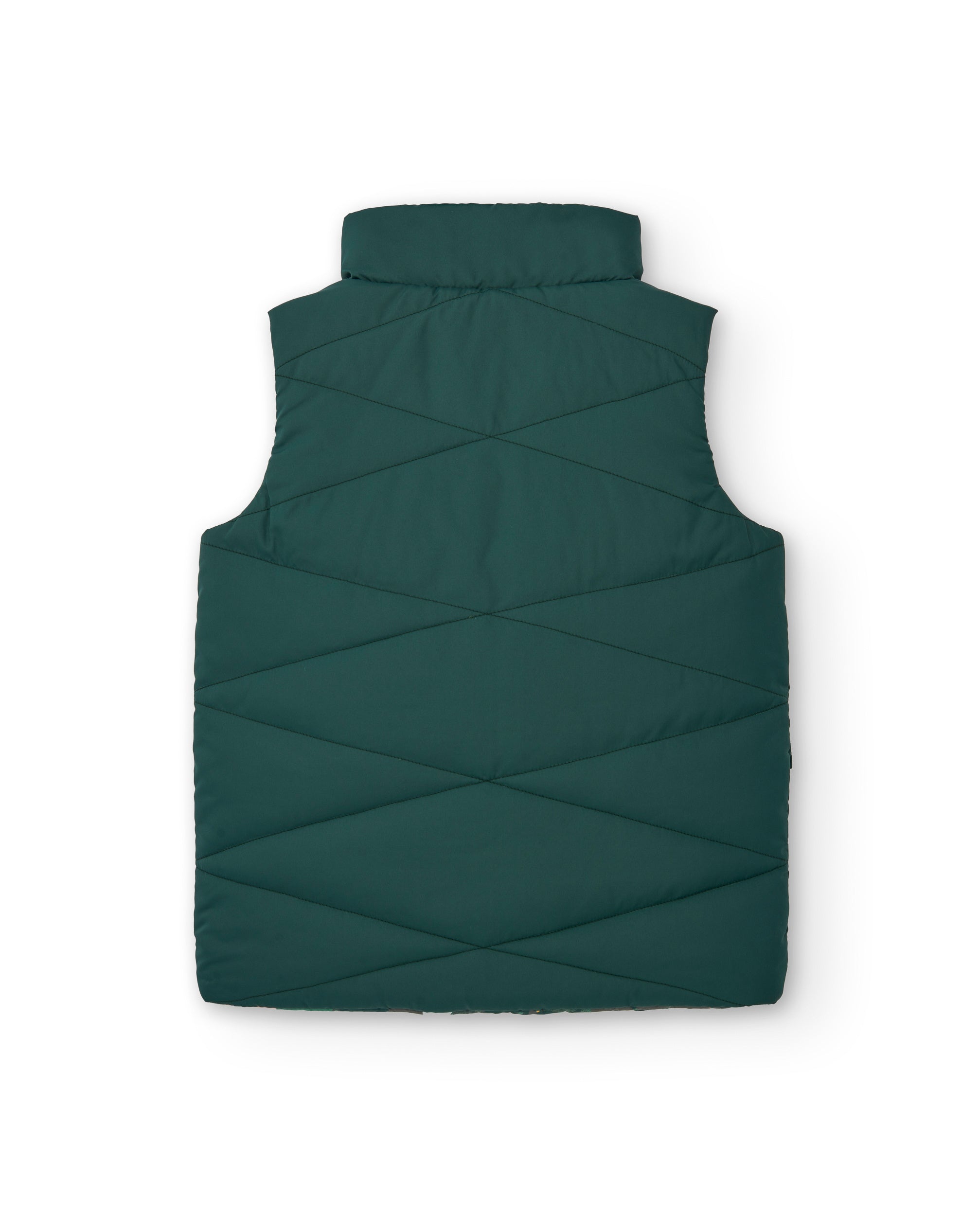 Chaleco reversible para niño en verde con detalles en amarillo