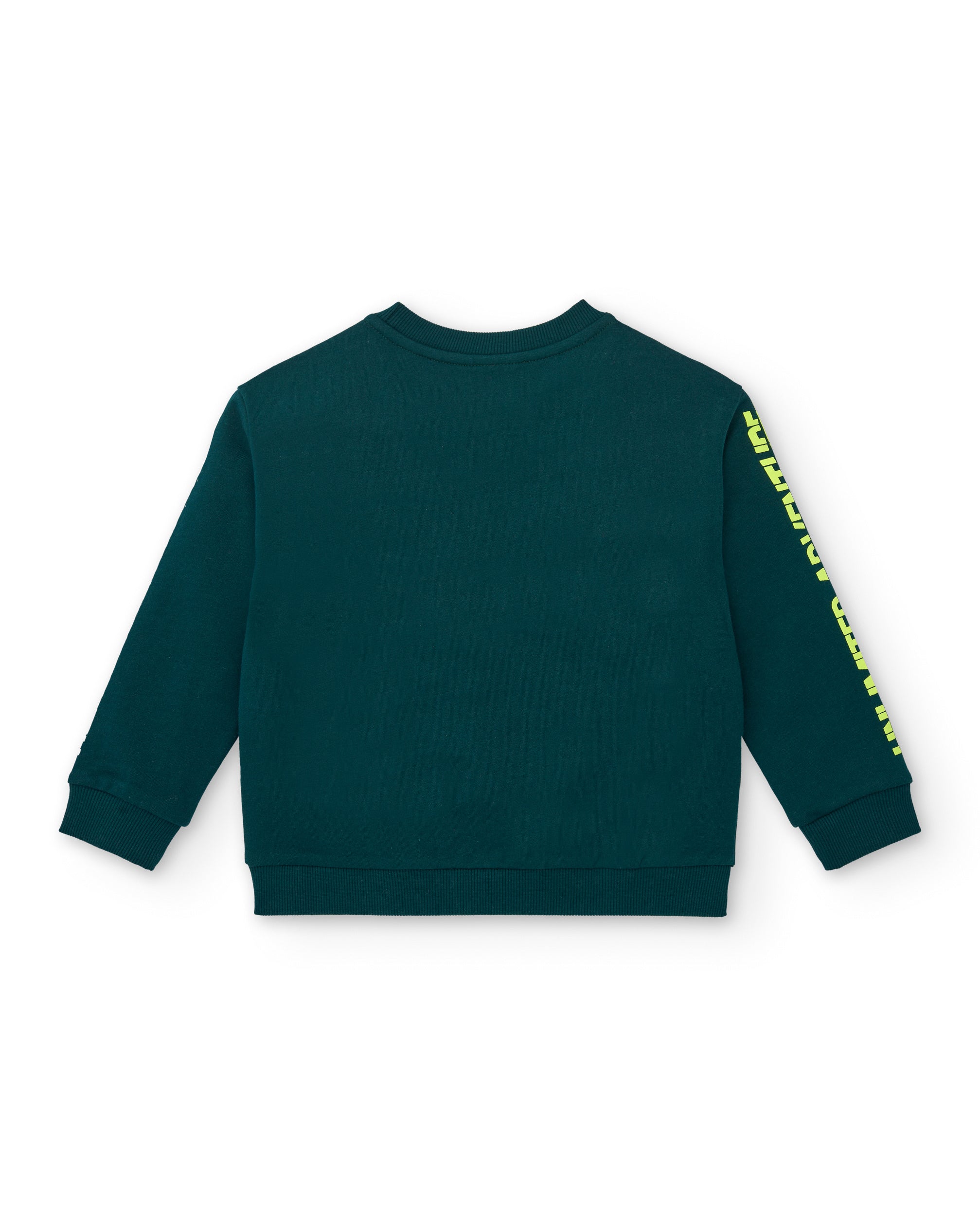 Sudadera para niño en verde con estampado de montañas colección