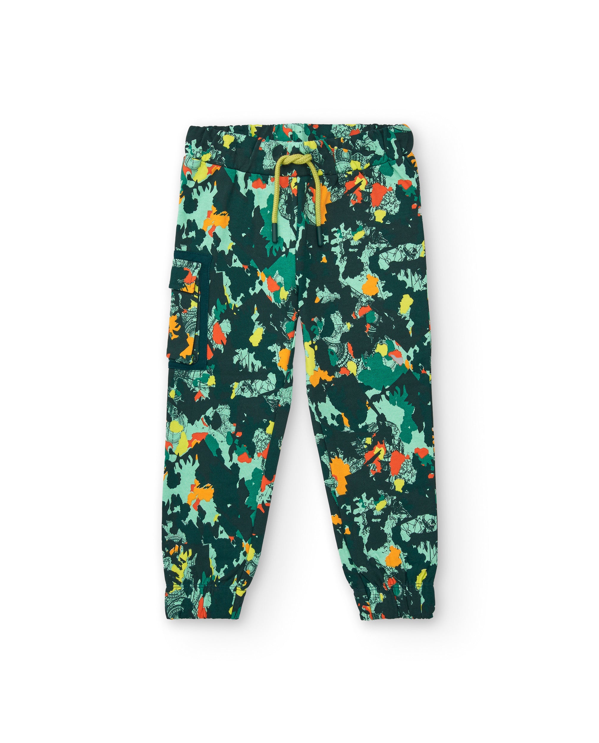 Pantalón largo para niño con estampado de camuflaje en verde