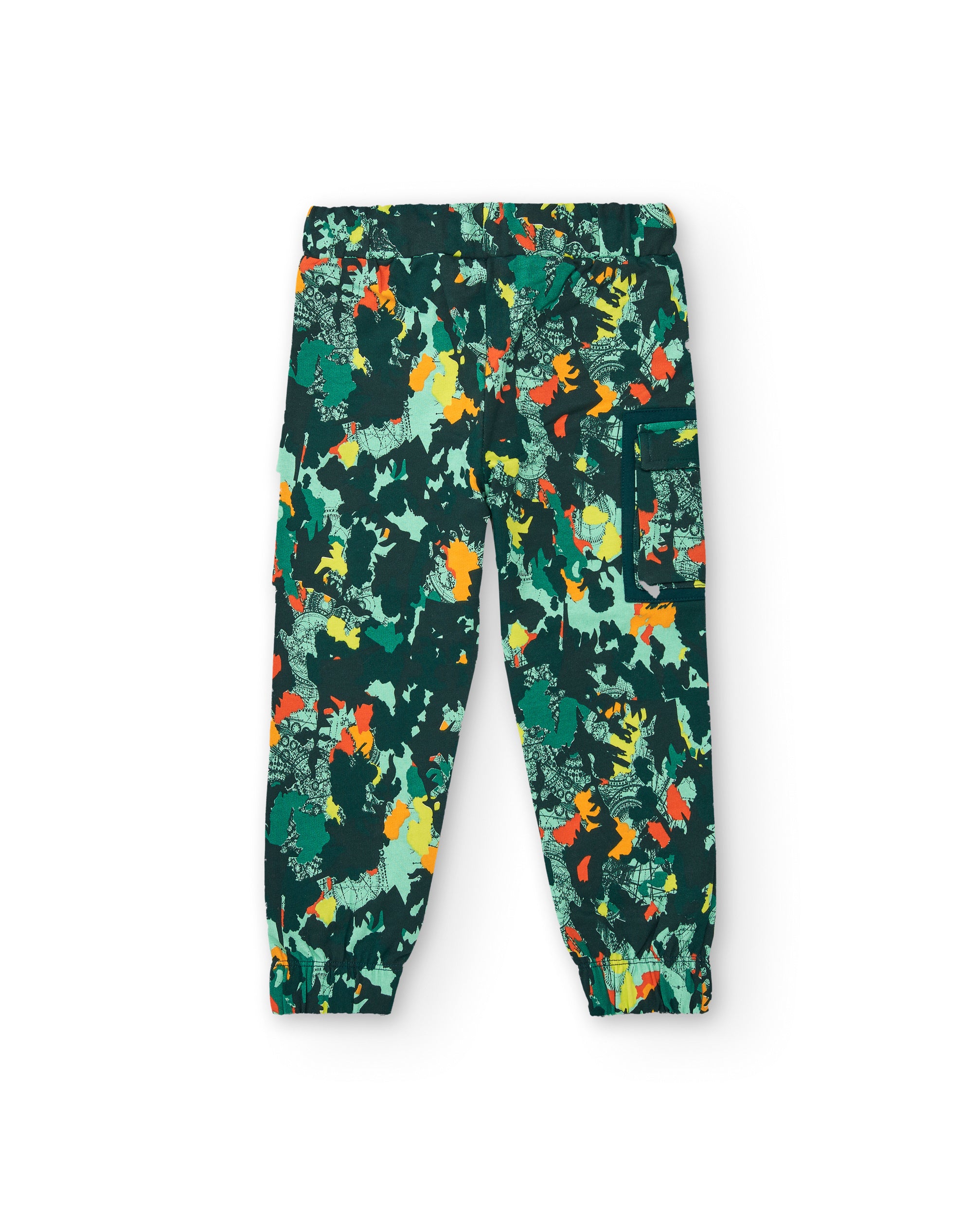 Pantalón largo para niño con estampado de camuflaje en verde