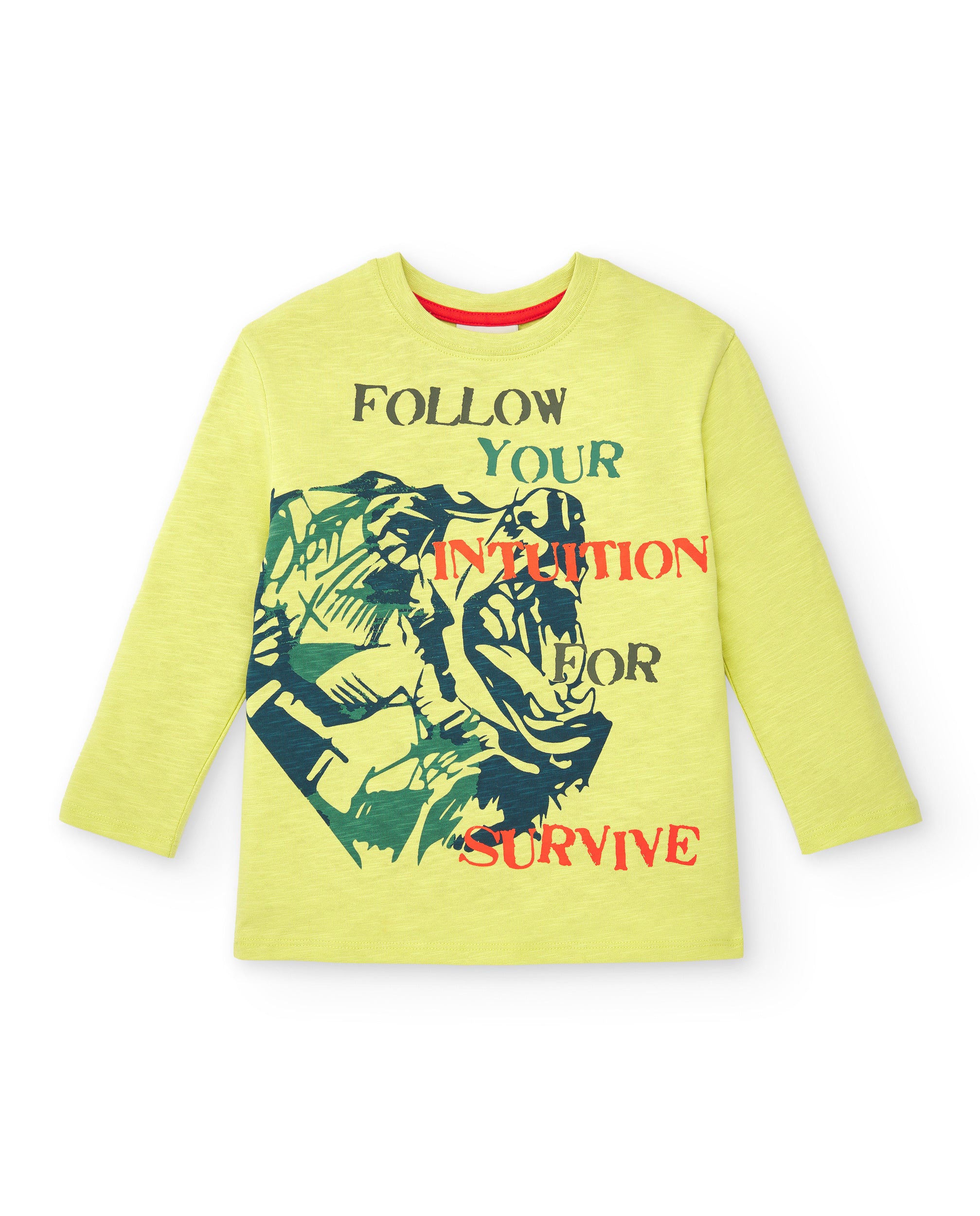 Camiseta de manga larga para niño en amarillo con estampado de
