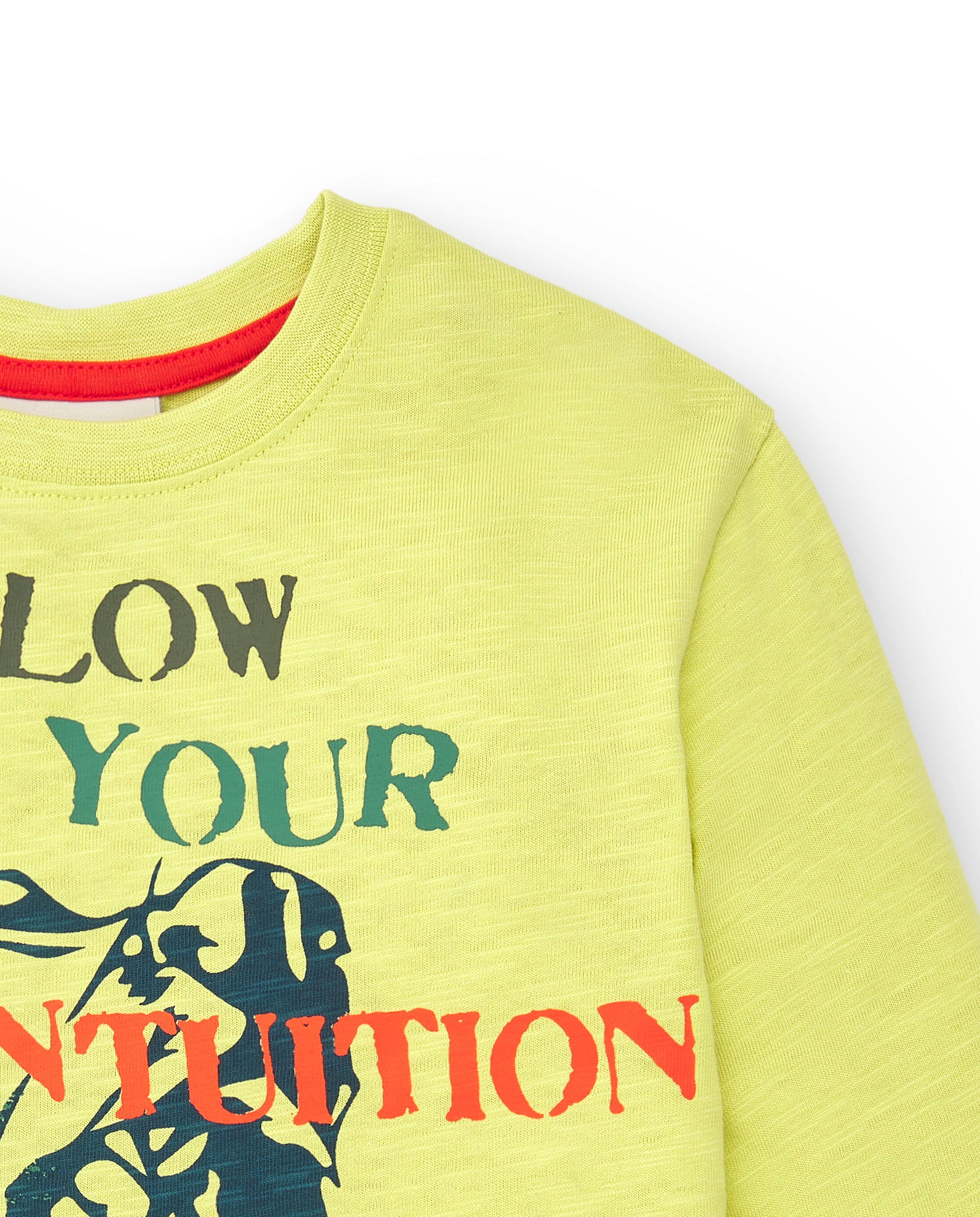 Camiseta de manga larga para niño en amarillo con estampado de