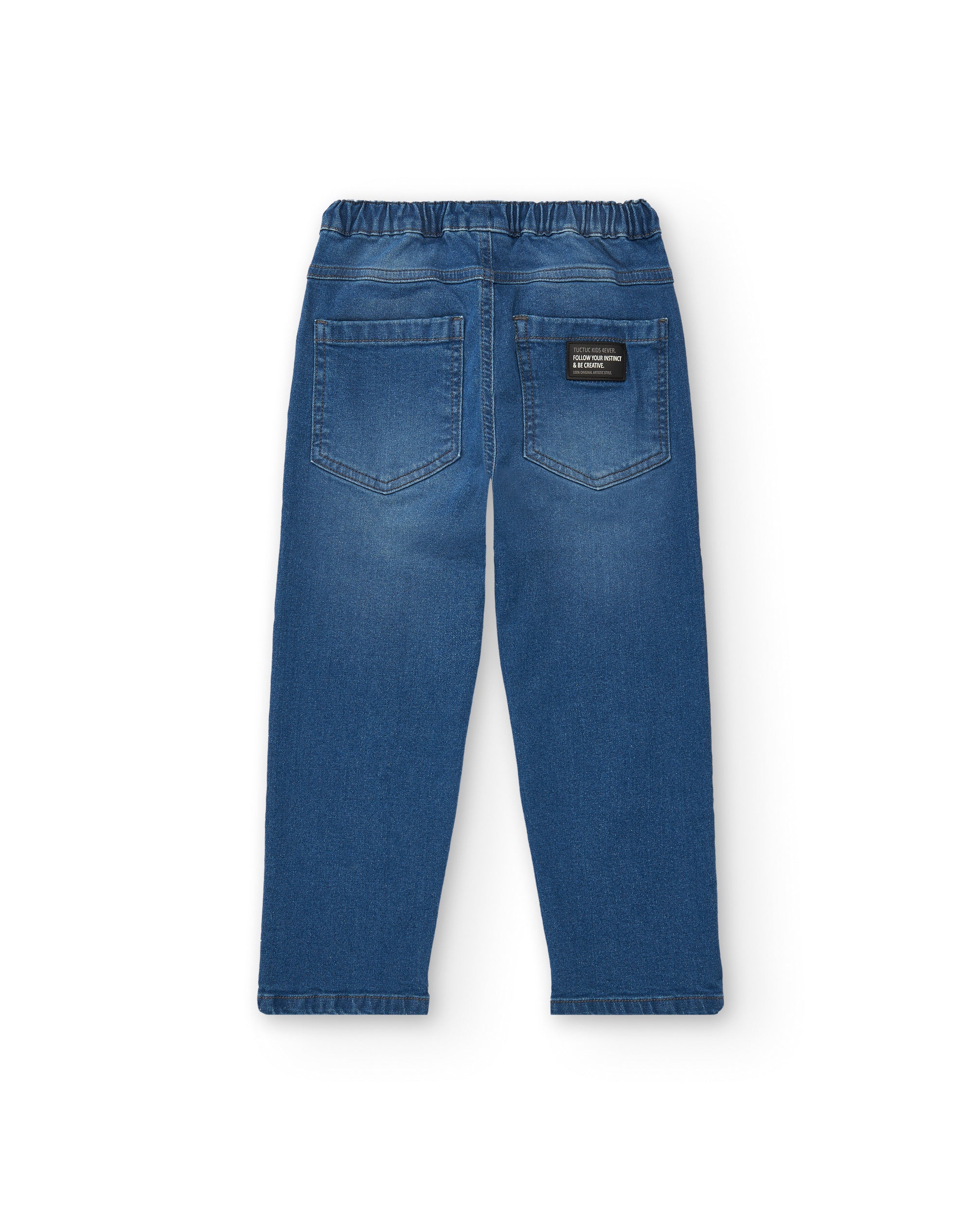 Pantalón vaquero para niño con estampado gráfico en azul
