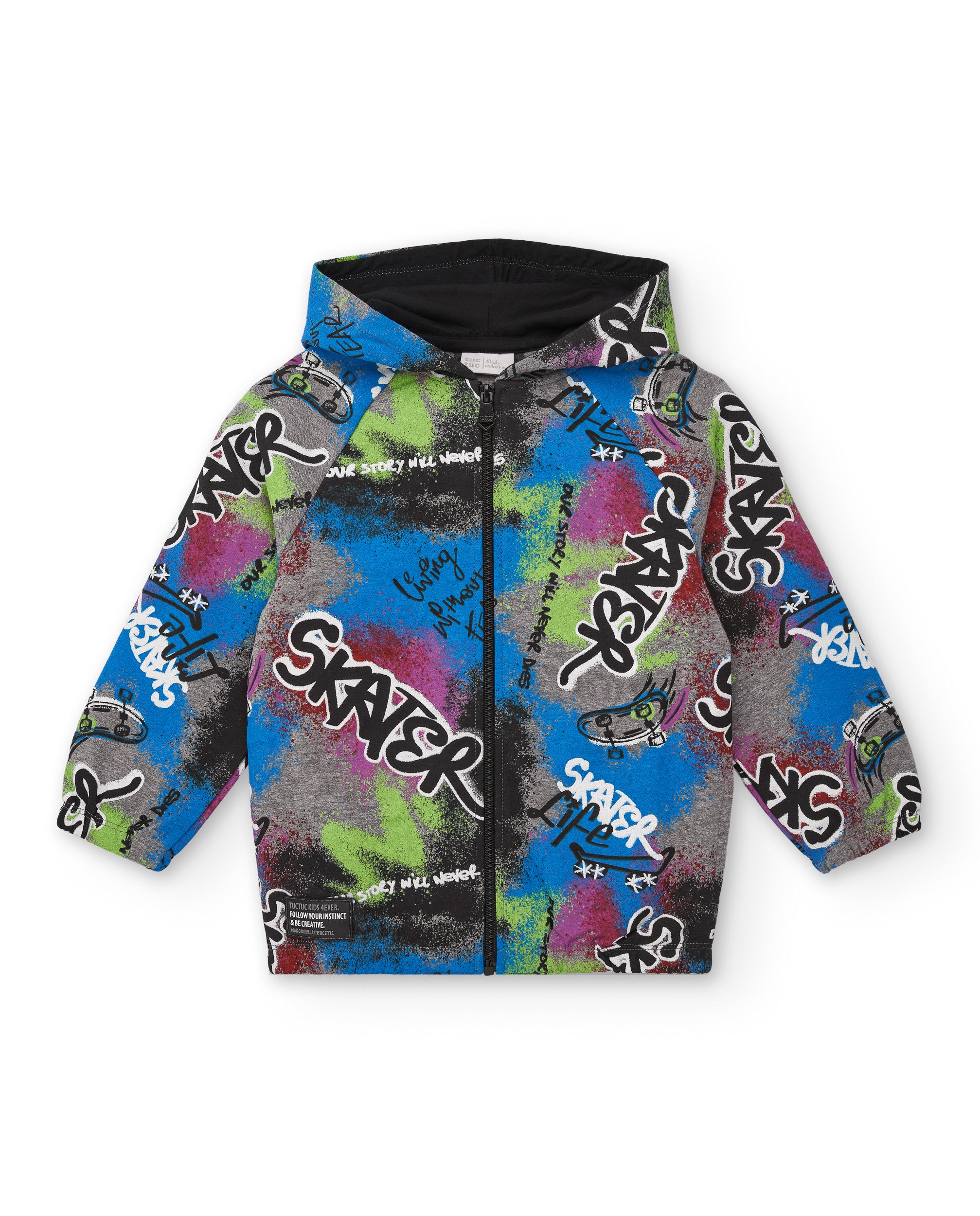 Chaqueta con capucha para niño con estampado skater multicolor