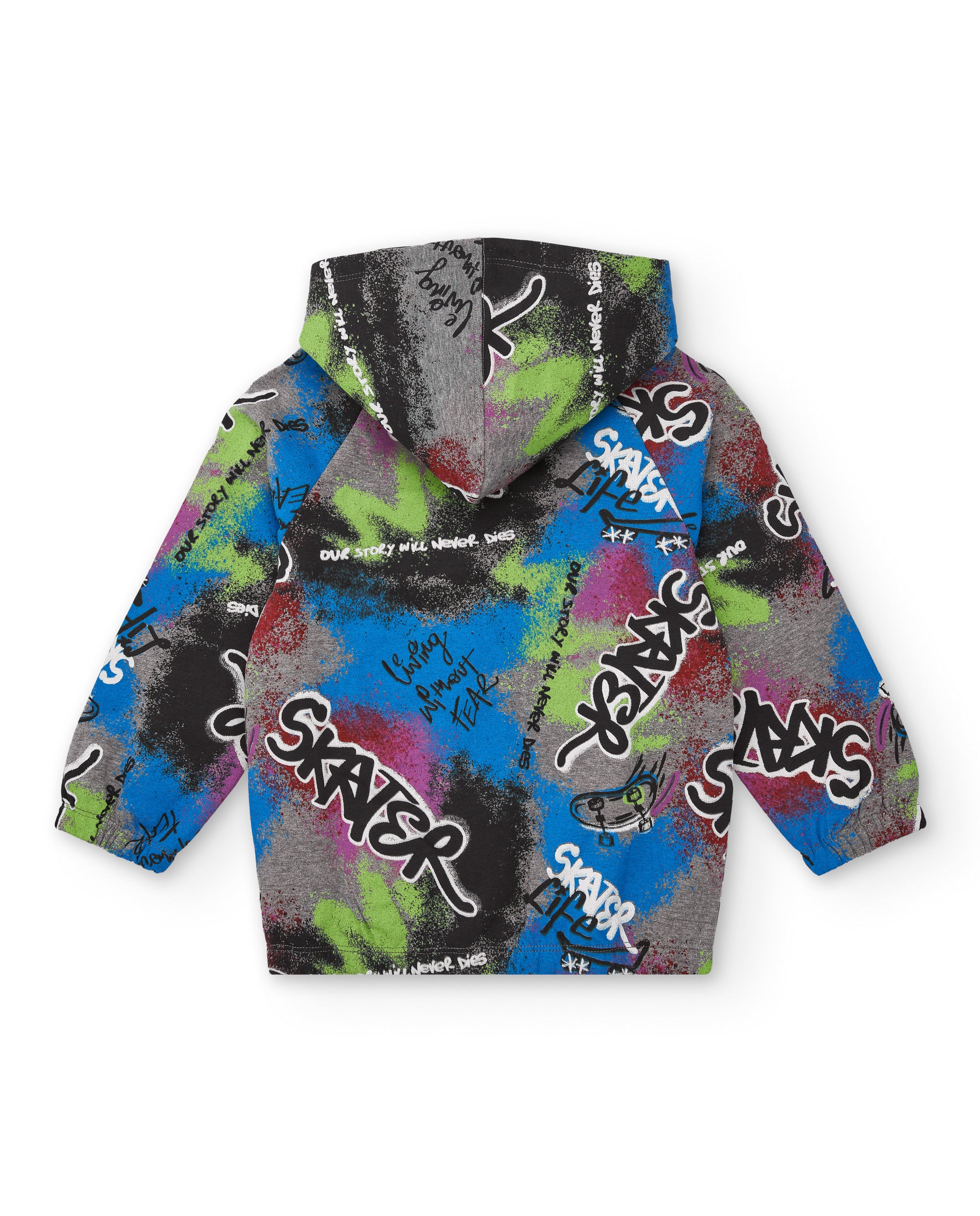 Chaqueta con capucha para niño con estampado skater multicolor