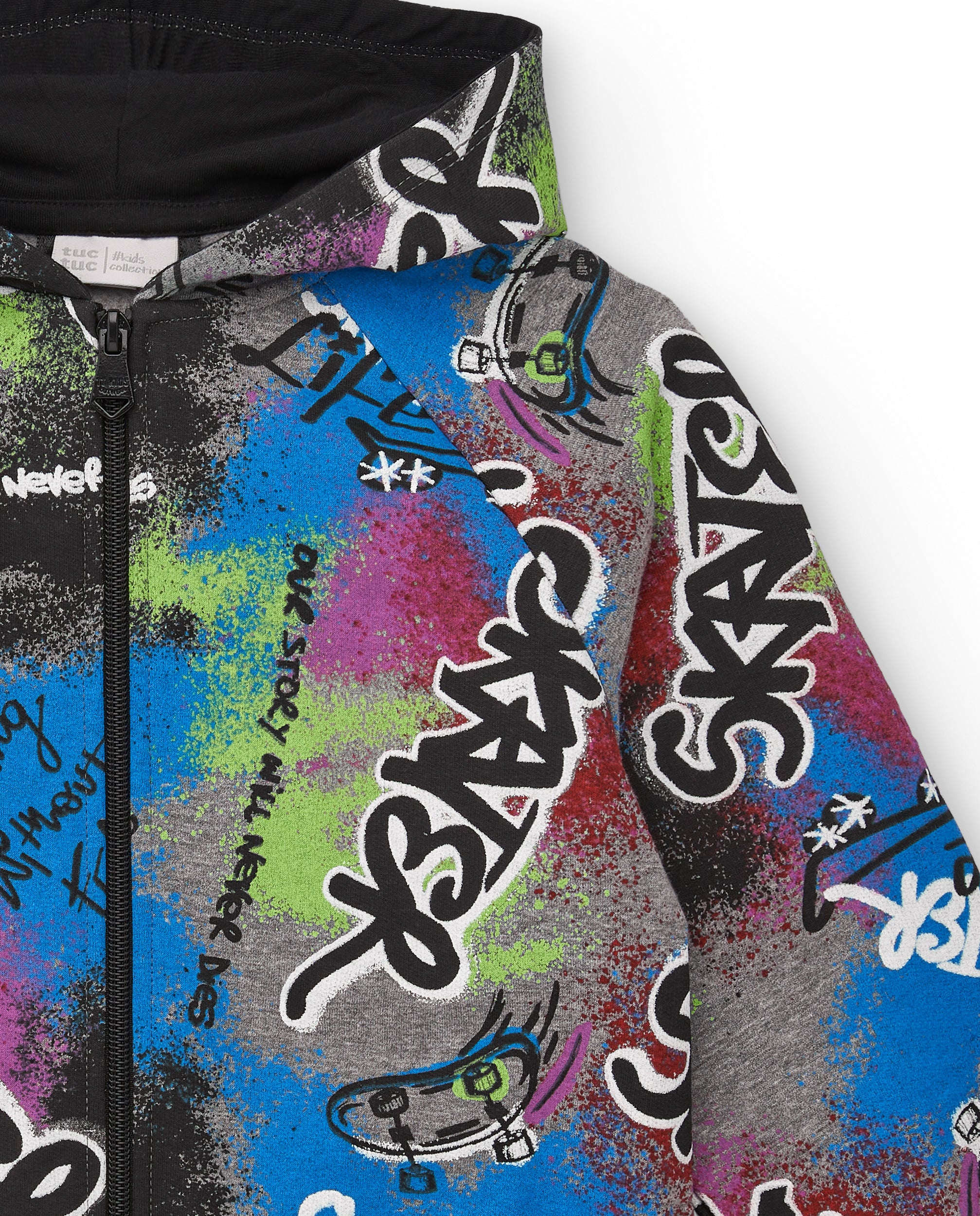 Chaqueta con capucha para niño con estampado skater multicolor