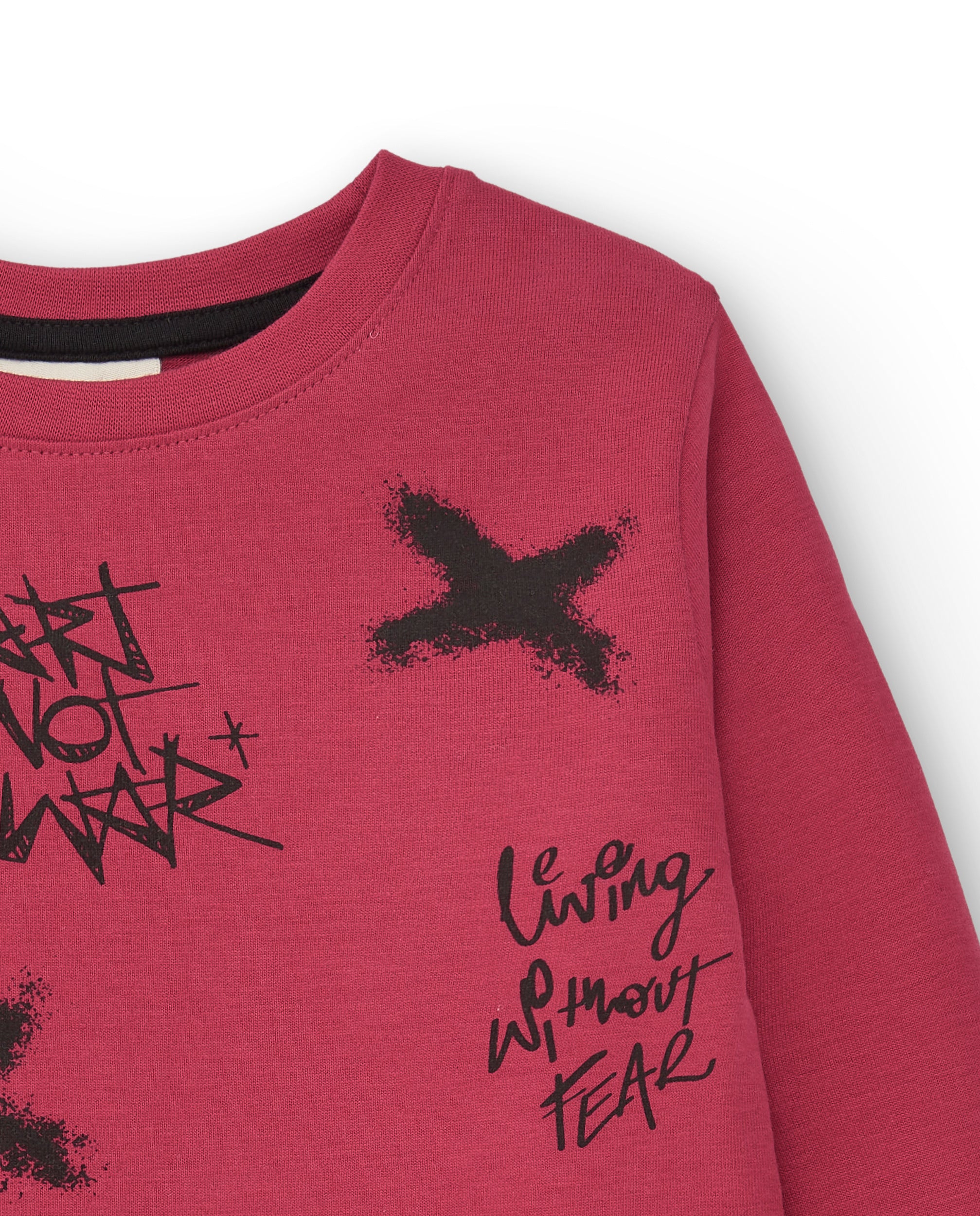 Camiseta de manga larga para niño en rojo con estampado gráfico