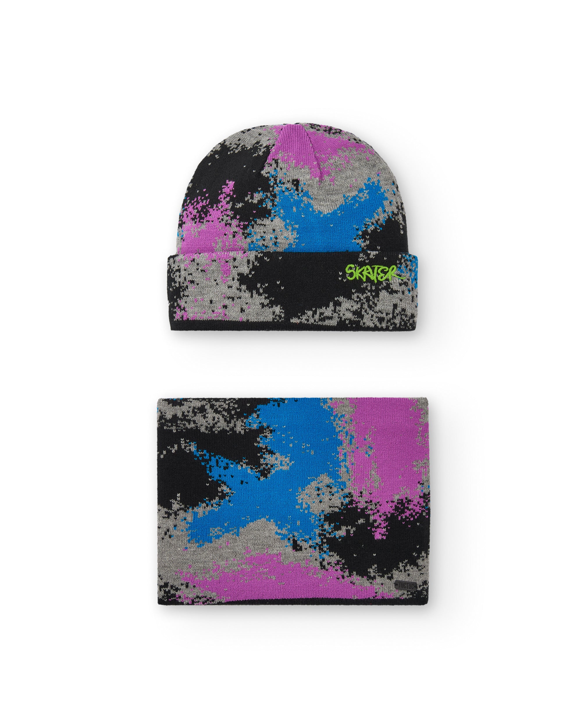 Conjunto de gorro y braga para niño con estampado multicolor