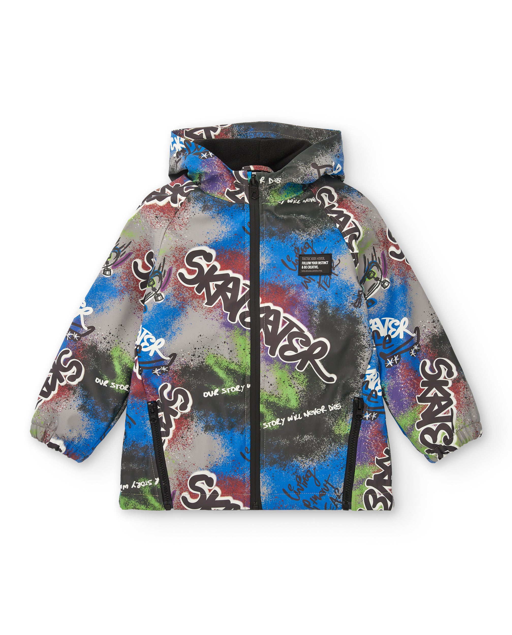 Chaqueta para niño con capucha y estampado multicolor colección