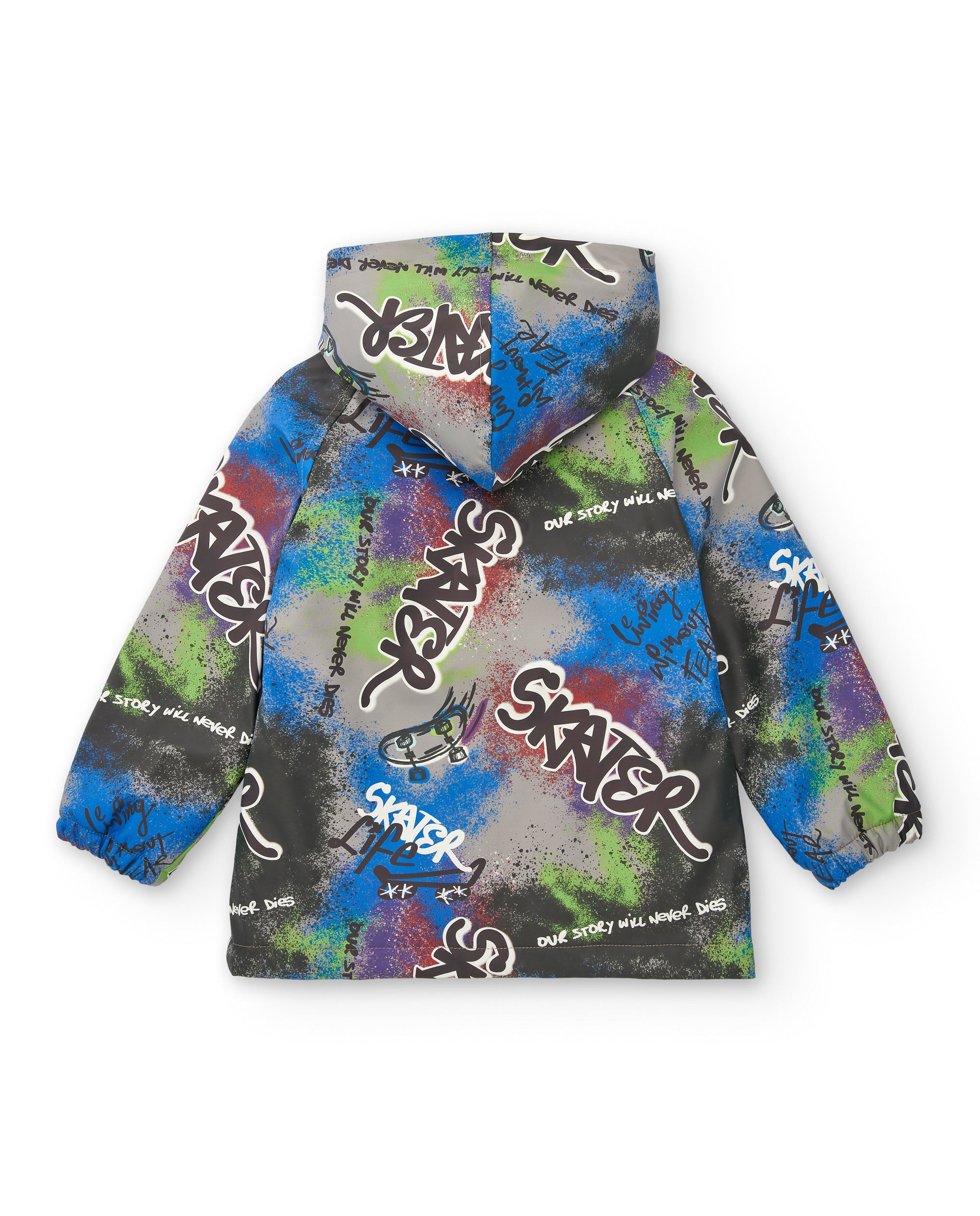 Chaqueta para niño con capucha y estampado multicolor colección