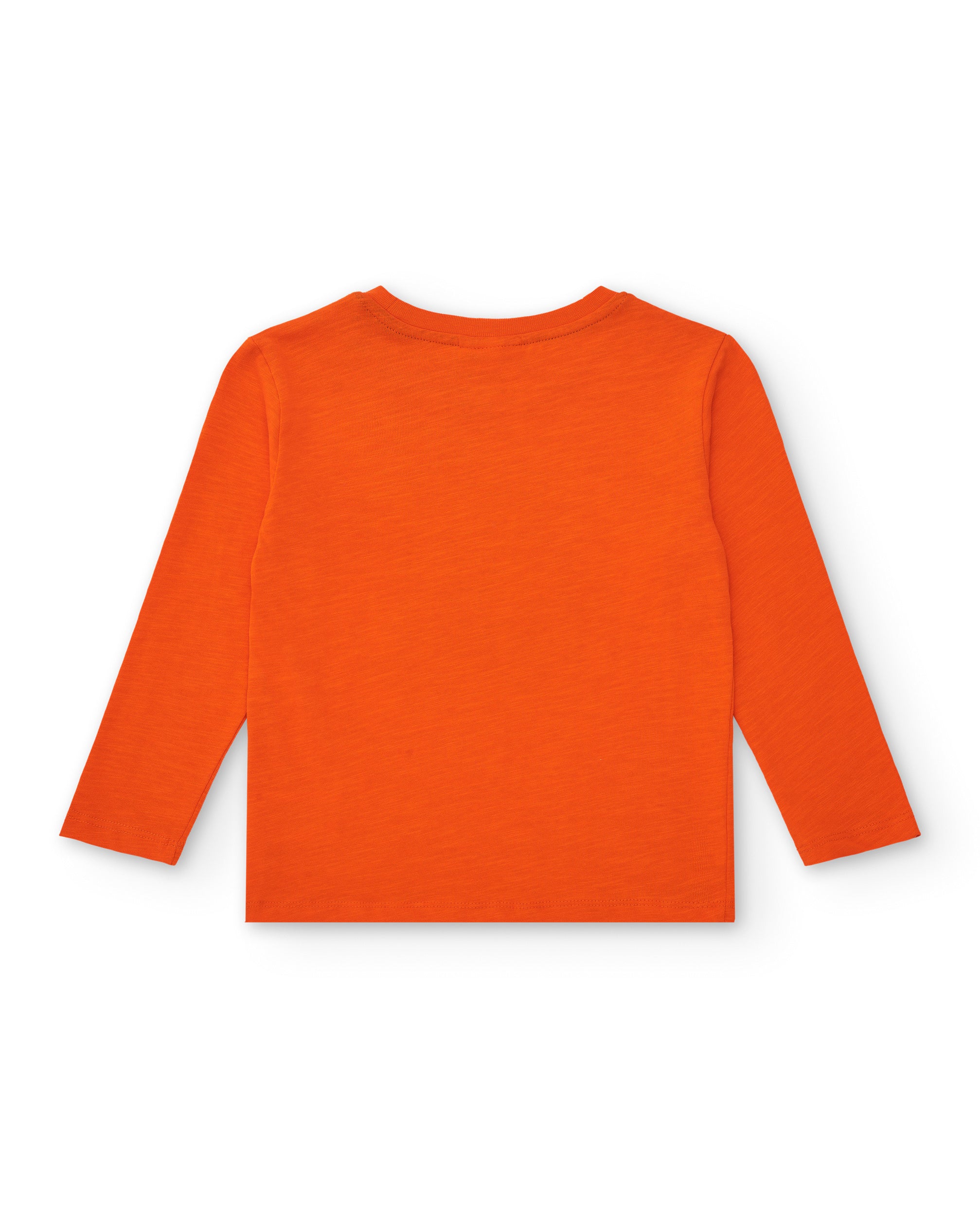 Camiseta de manga larga para niño en naranja con estampado de
