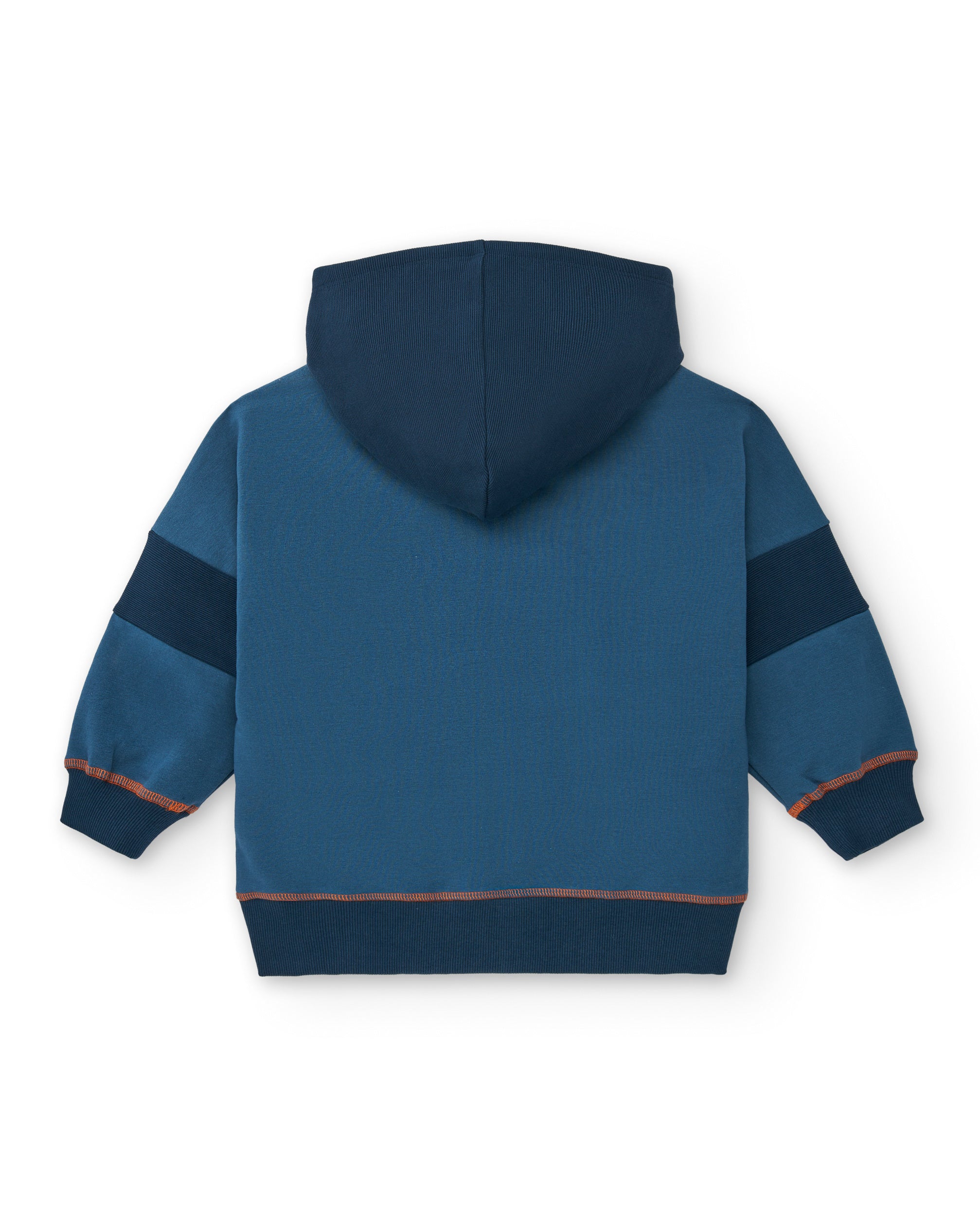 Chaqueta con capucha para niño en azul con detalles naranjas