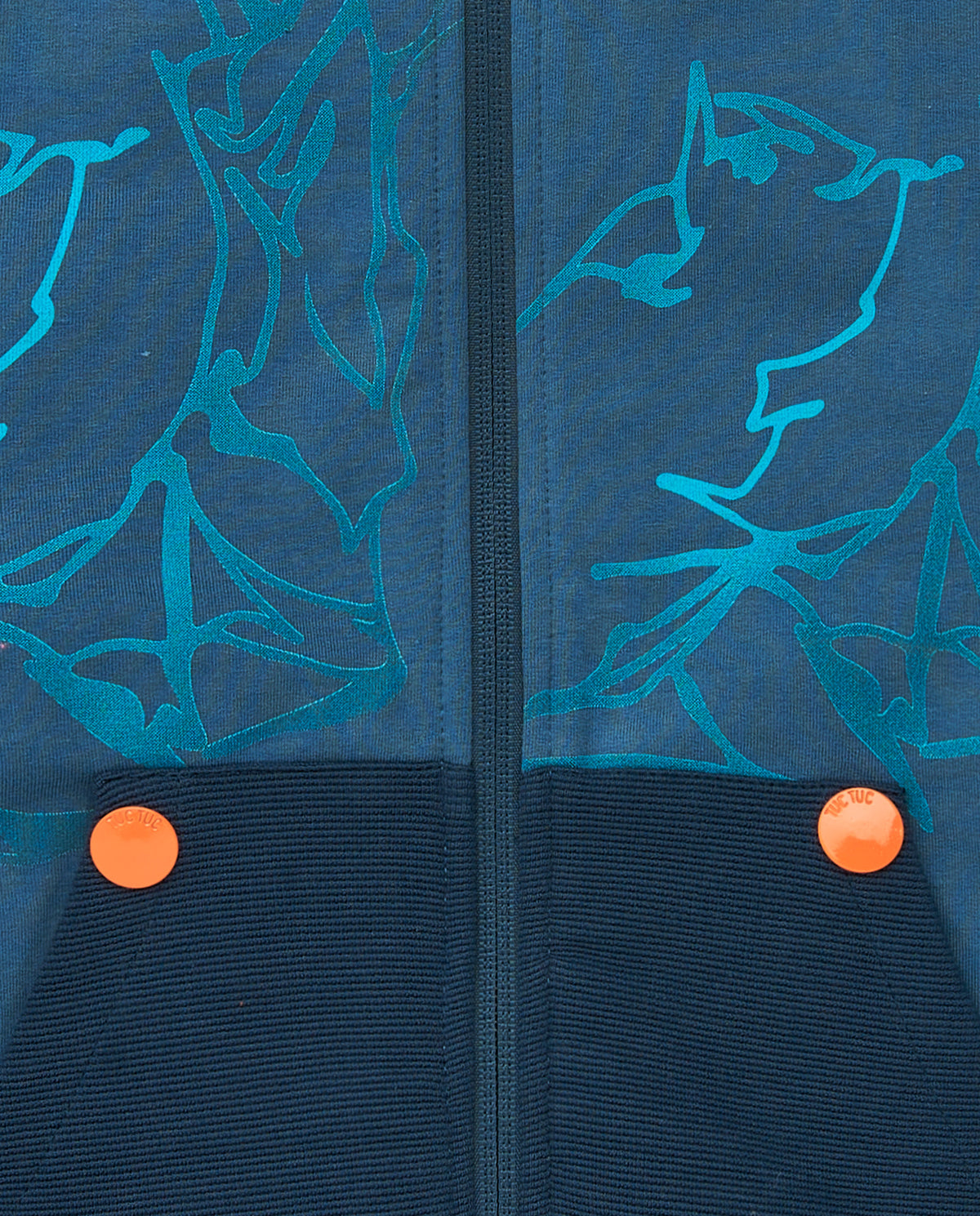 Chaqueta con capucha para niño en azul con detalles naranjas
