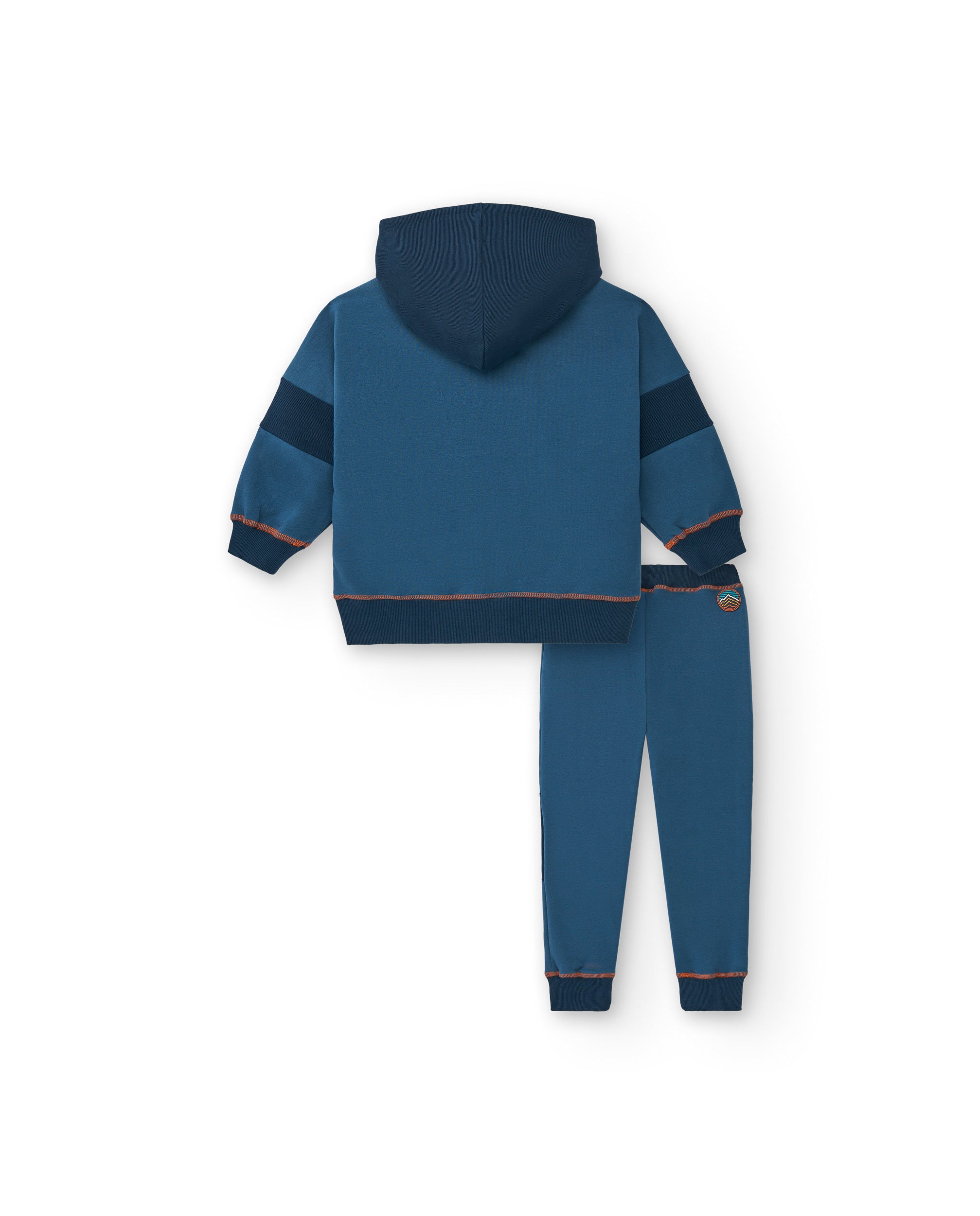 Conjunto de chaqueta y pantalón felpa para niño en azul con
