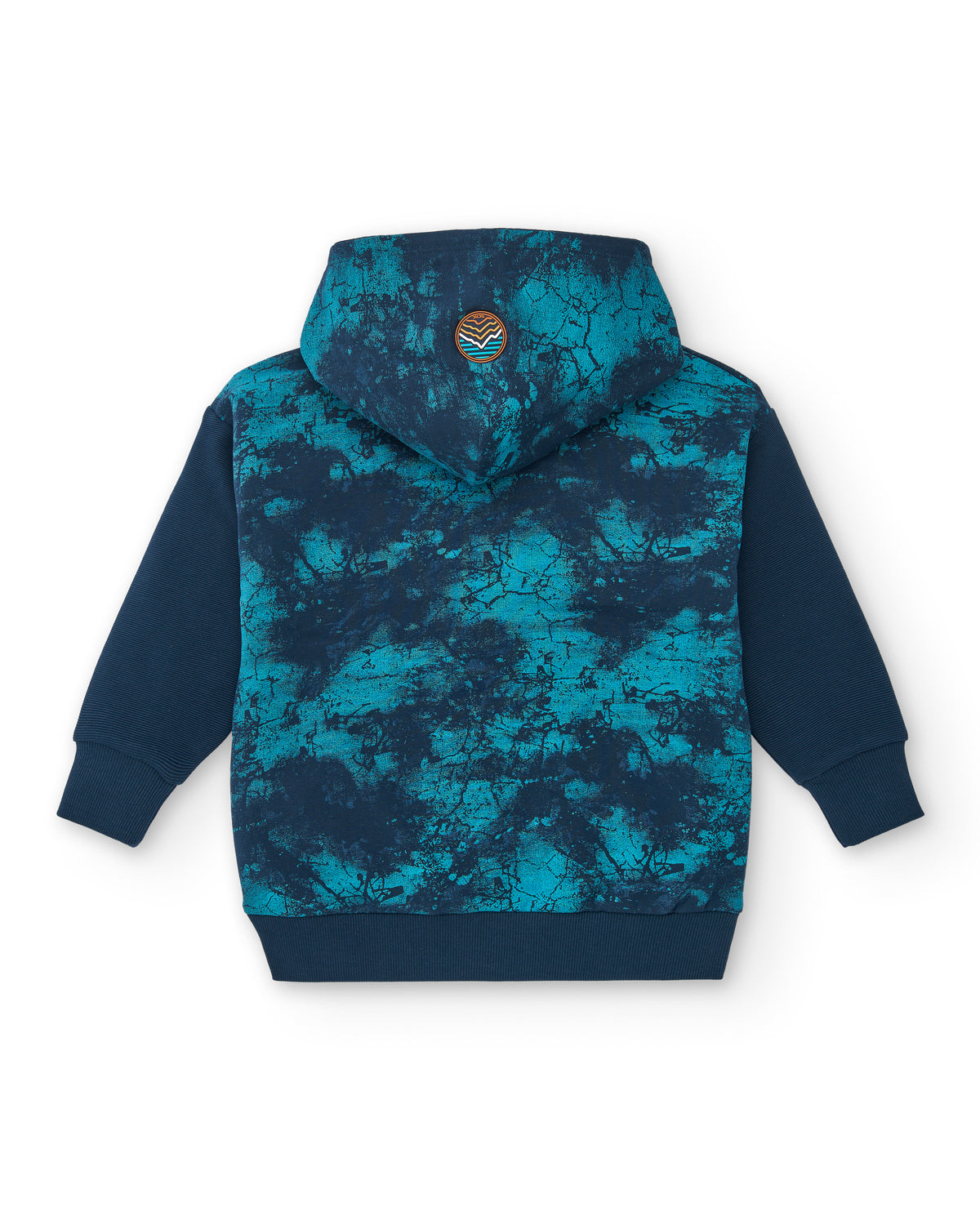 Sudadera felpa con capucha para niño en azul con estampado