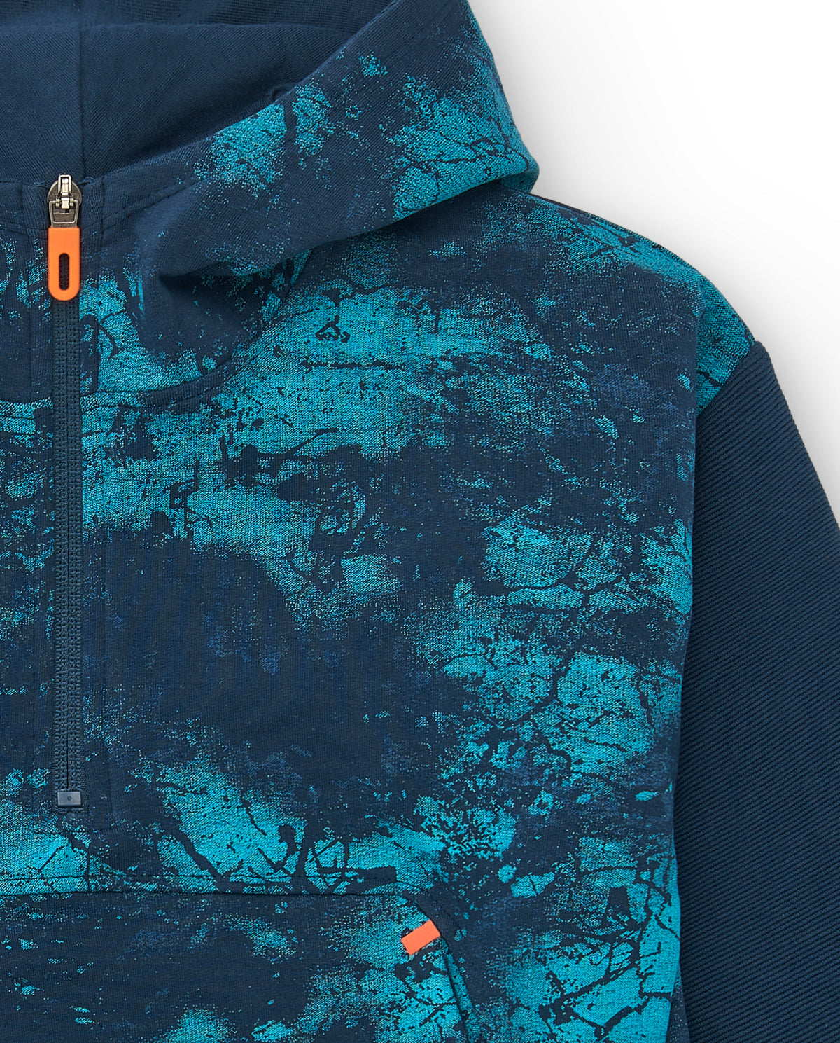 Sudadera felpa con capucha para niño en azul con estampado