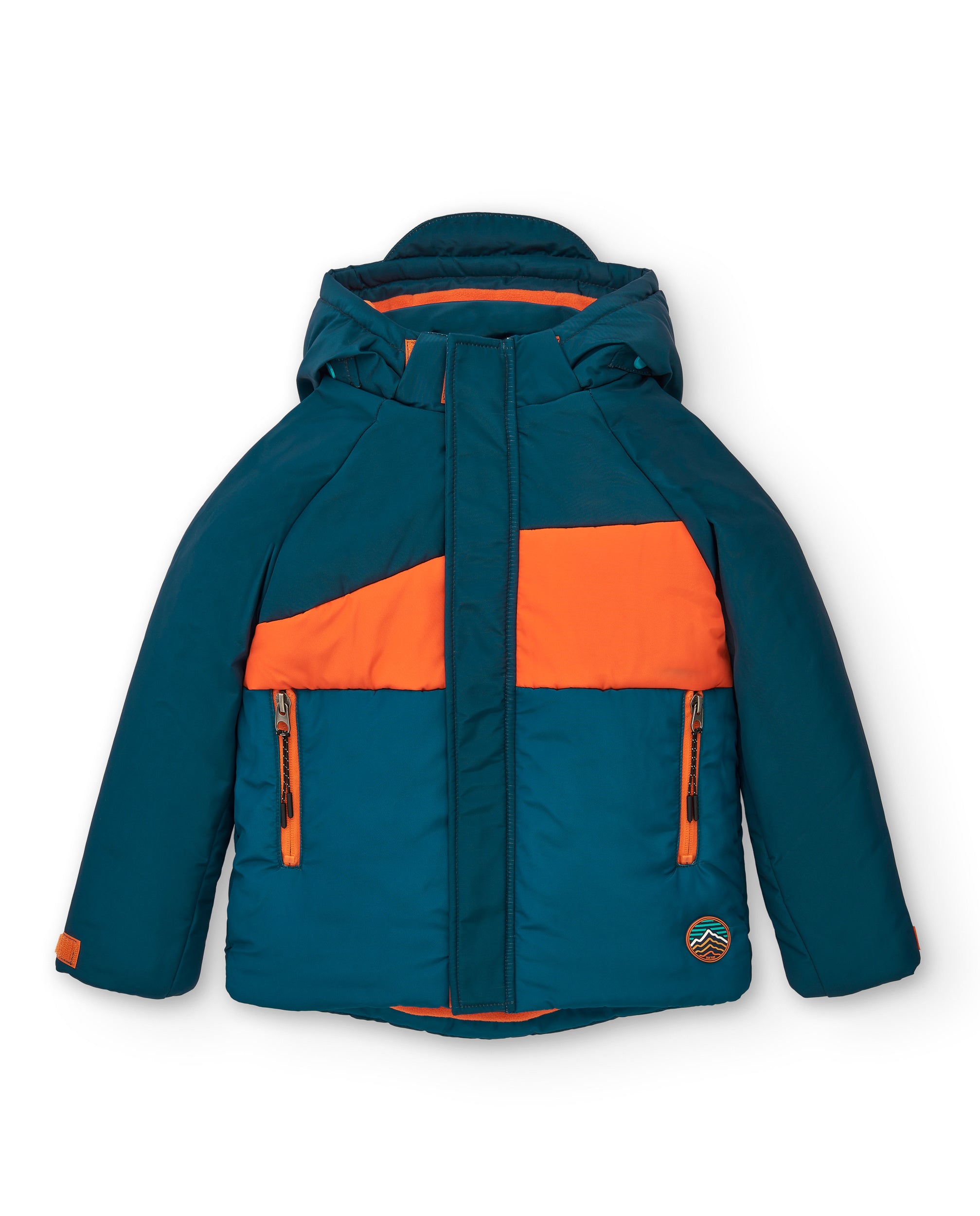 Chaqueta acolchada niño en azul marino con detalles naranjas