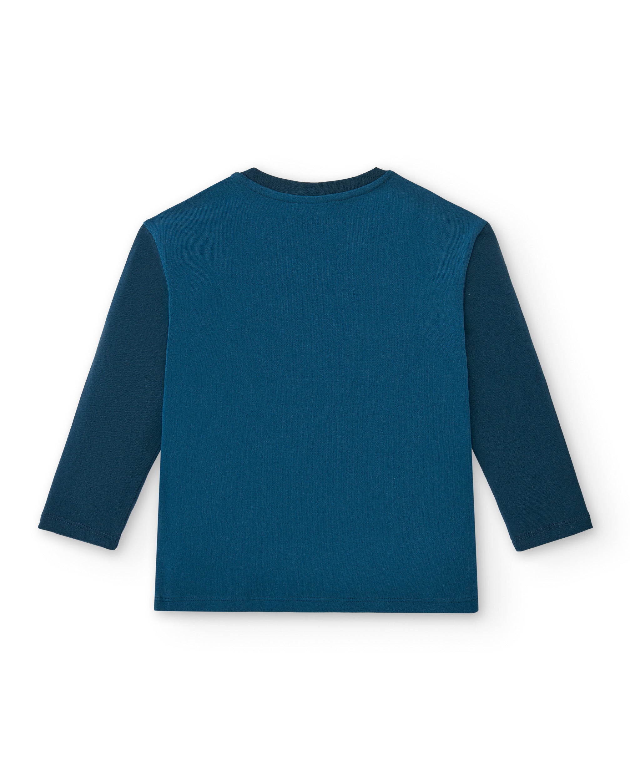 Camiseta niño de manga larga en azul con estampado deportivo