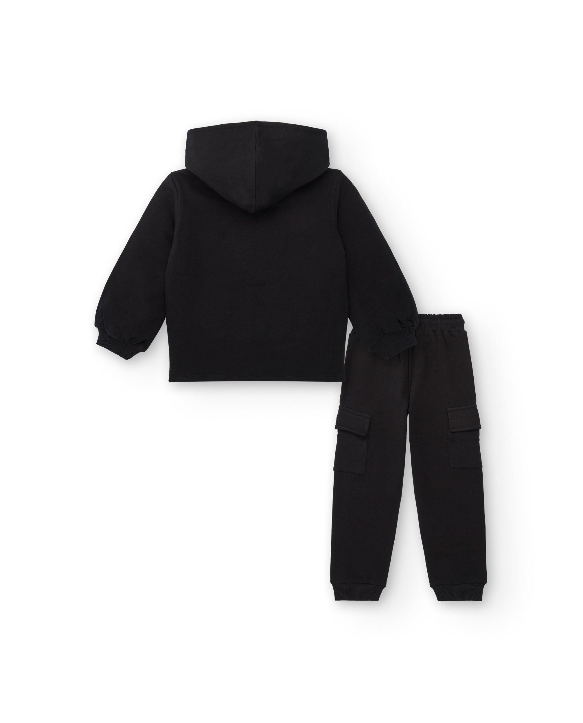 Conjunto sudadera y pantalón jogger negro con estampado para