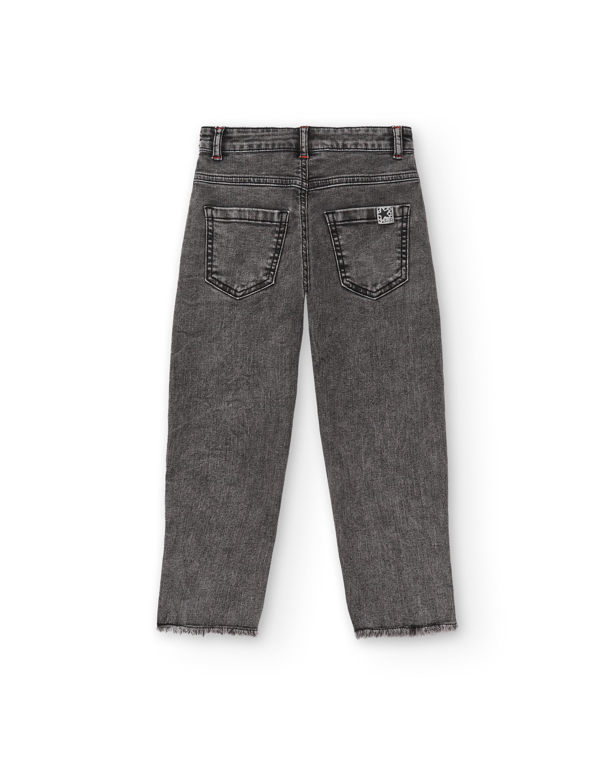 Pantalones vaqueros grises con detalles bordados para niña