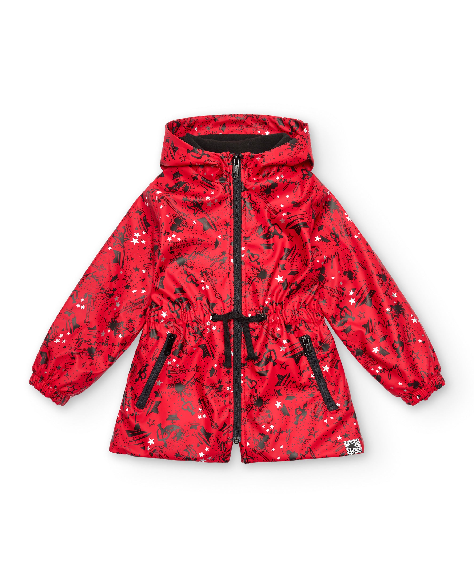 Chubasquero rojo con estampado rockero para niña colección Dark