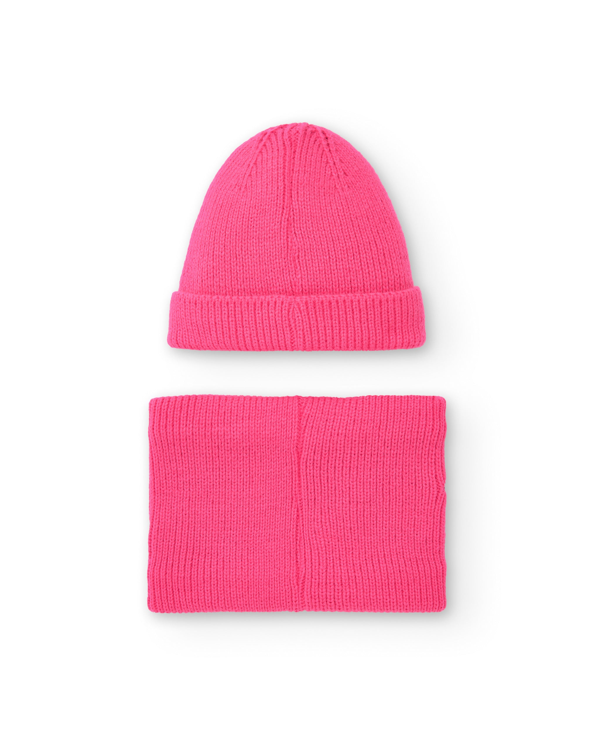 Conjunto de gorro y bufanda fucsia con estampado de estrellas y