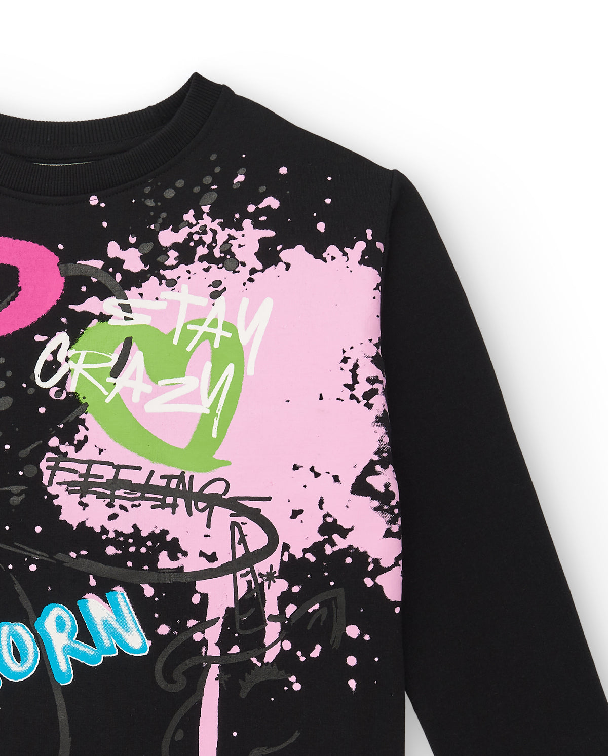 Vestido negra con estampado gráfico para niña colección Crazy