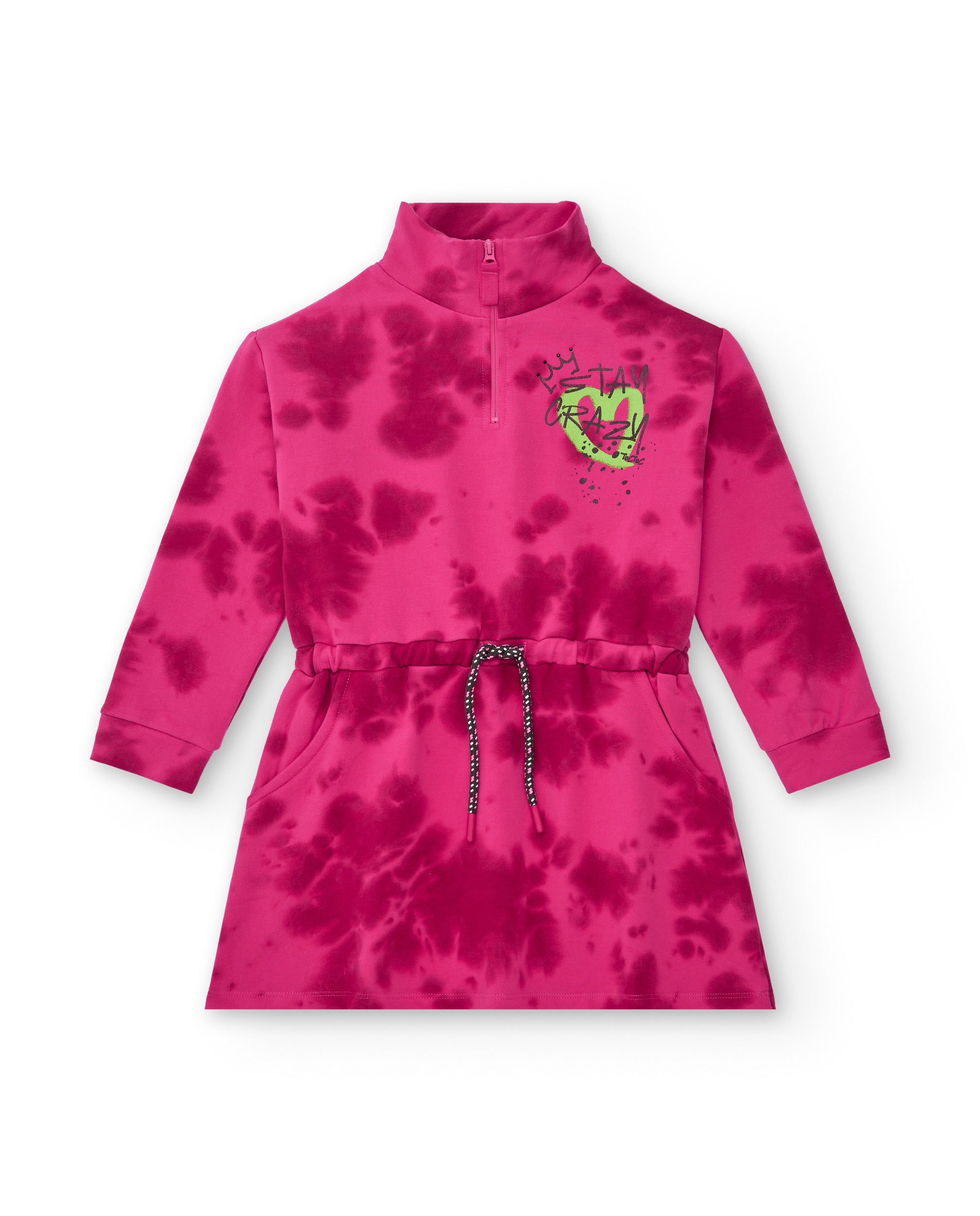 Vestido sudadera rosa con efecto tie-dye para niña colección