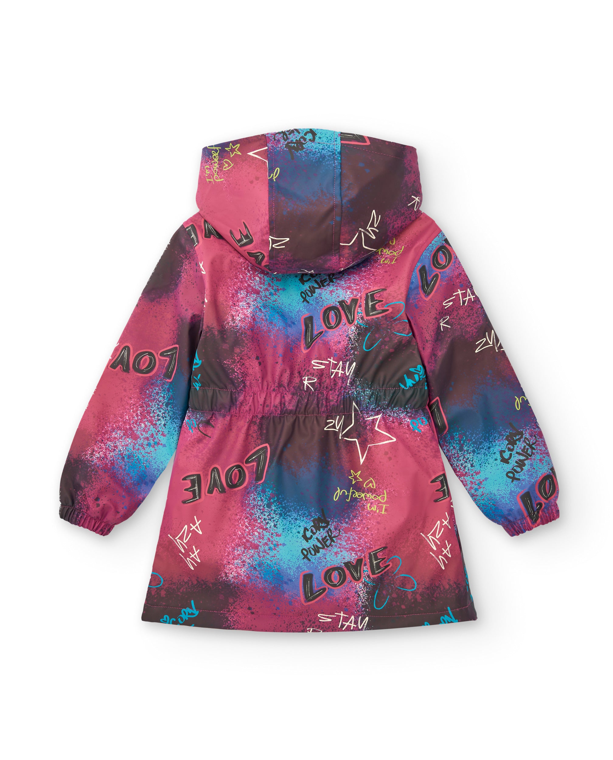 Chubasquero rosa con estampado grafiti para niña colección