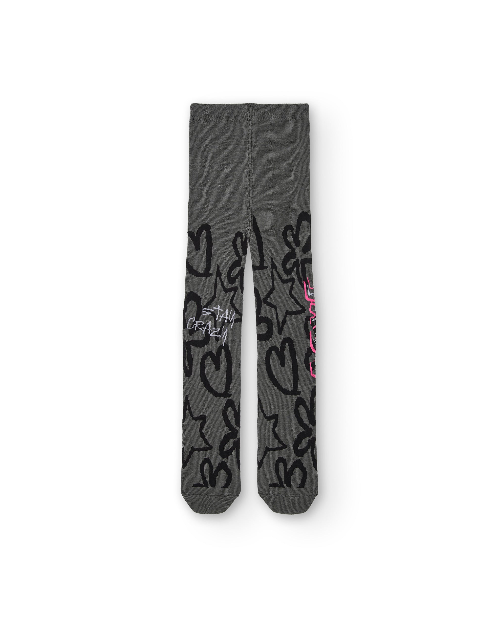 Leotardos grises con estampado grafiti para niña colección